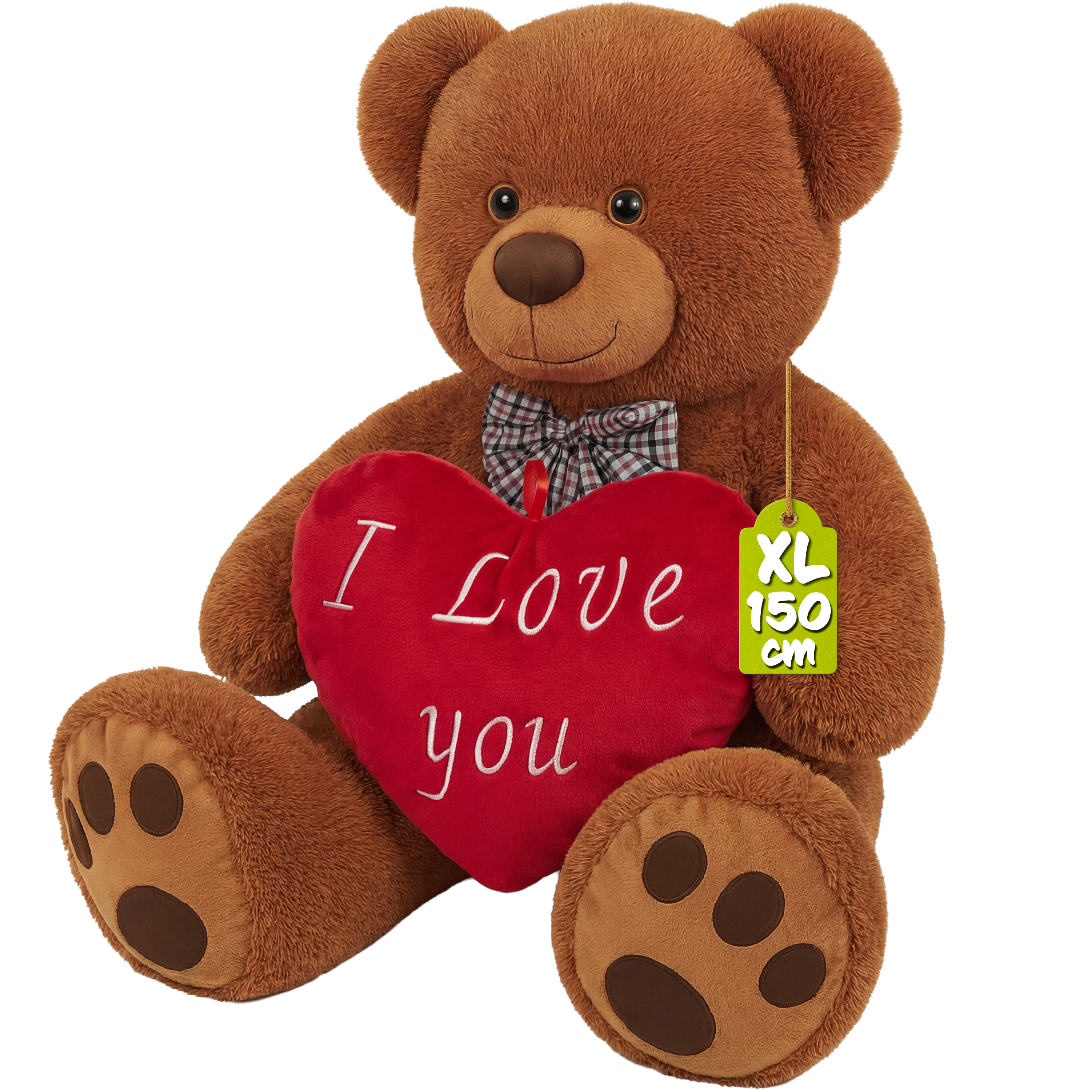 Plüschtier Teddybär Braun 150cm inkl Herzkissen – Bild 2