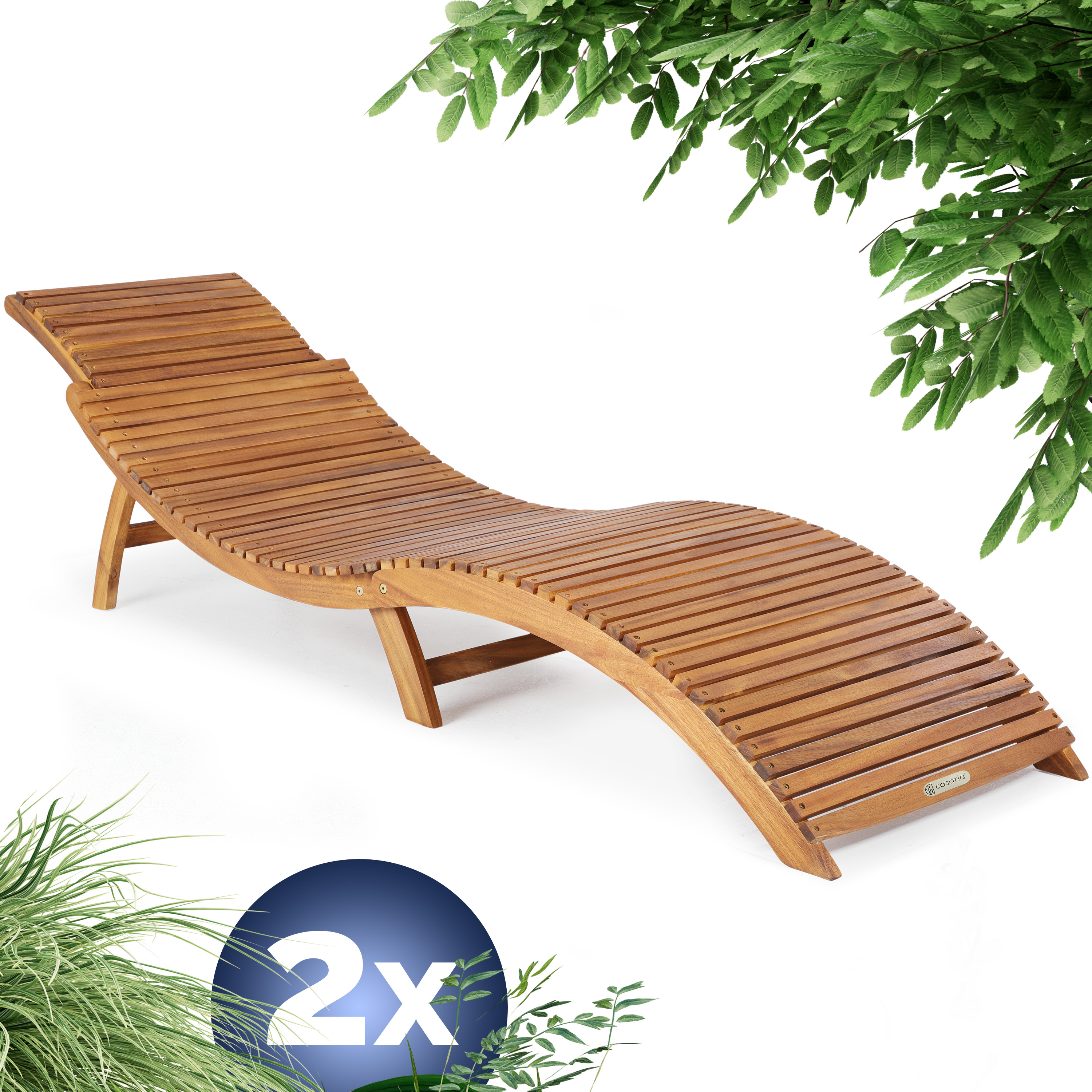 Faltbare Gartenliege 2er-Set Akazienholz FSC®-zertifiziert – Bild 2