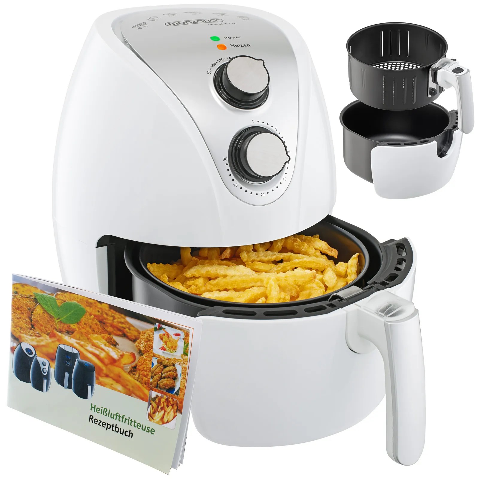 Heißluftfritteuse 9in1 Weiß inkl Rezeptheft 1500W – Bild 2