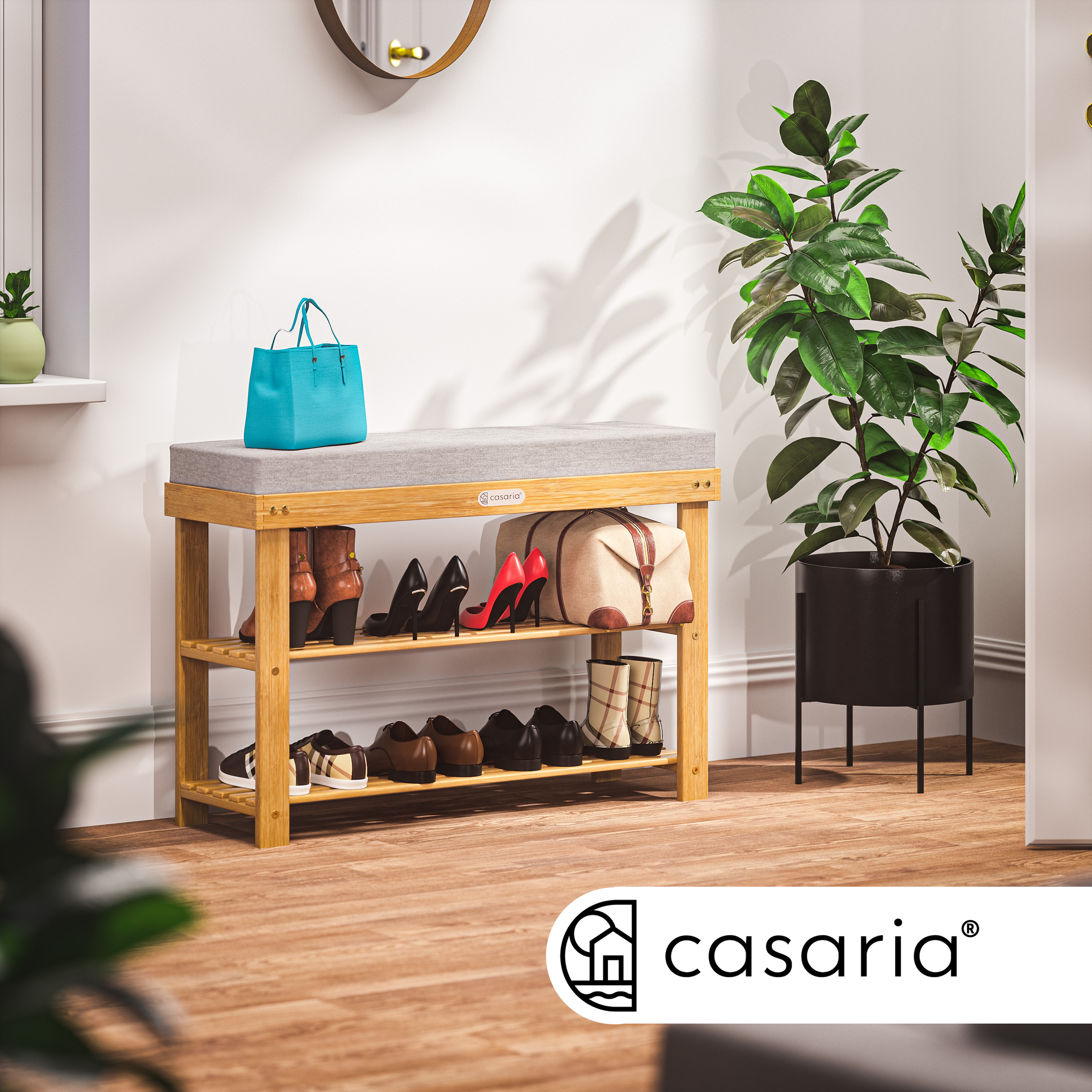 Schuhbank FSC®-zertifiziertes Akazienholz 90x30x48cm – Bild 2