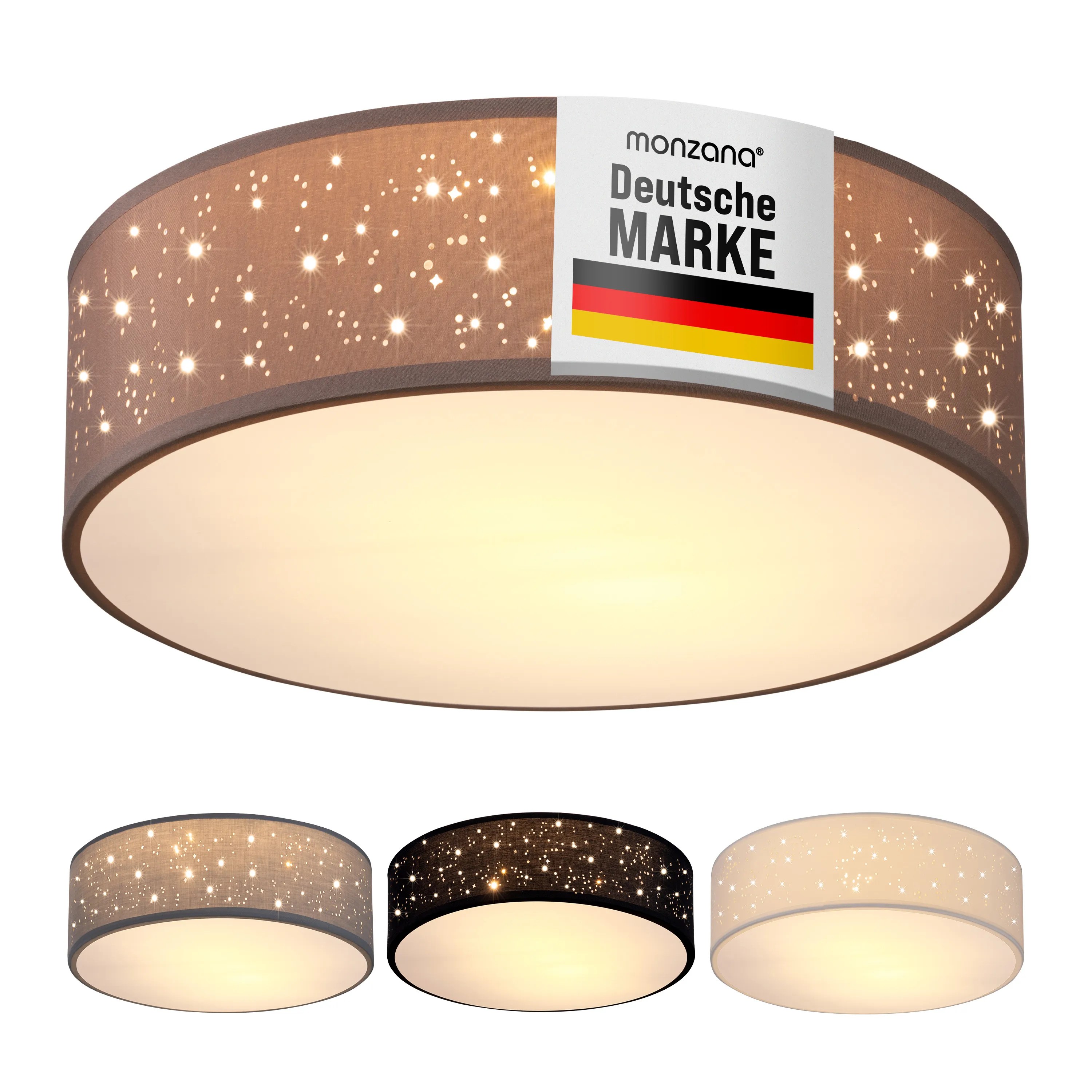Deckenlampe Taupe Stoff Ø30cm Sternenhimmel Deckenlampe Taupe Stoff Ø30cm Sternenhimmel