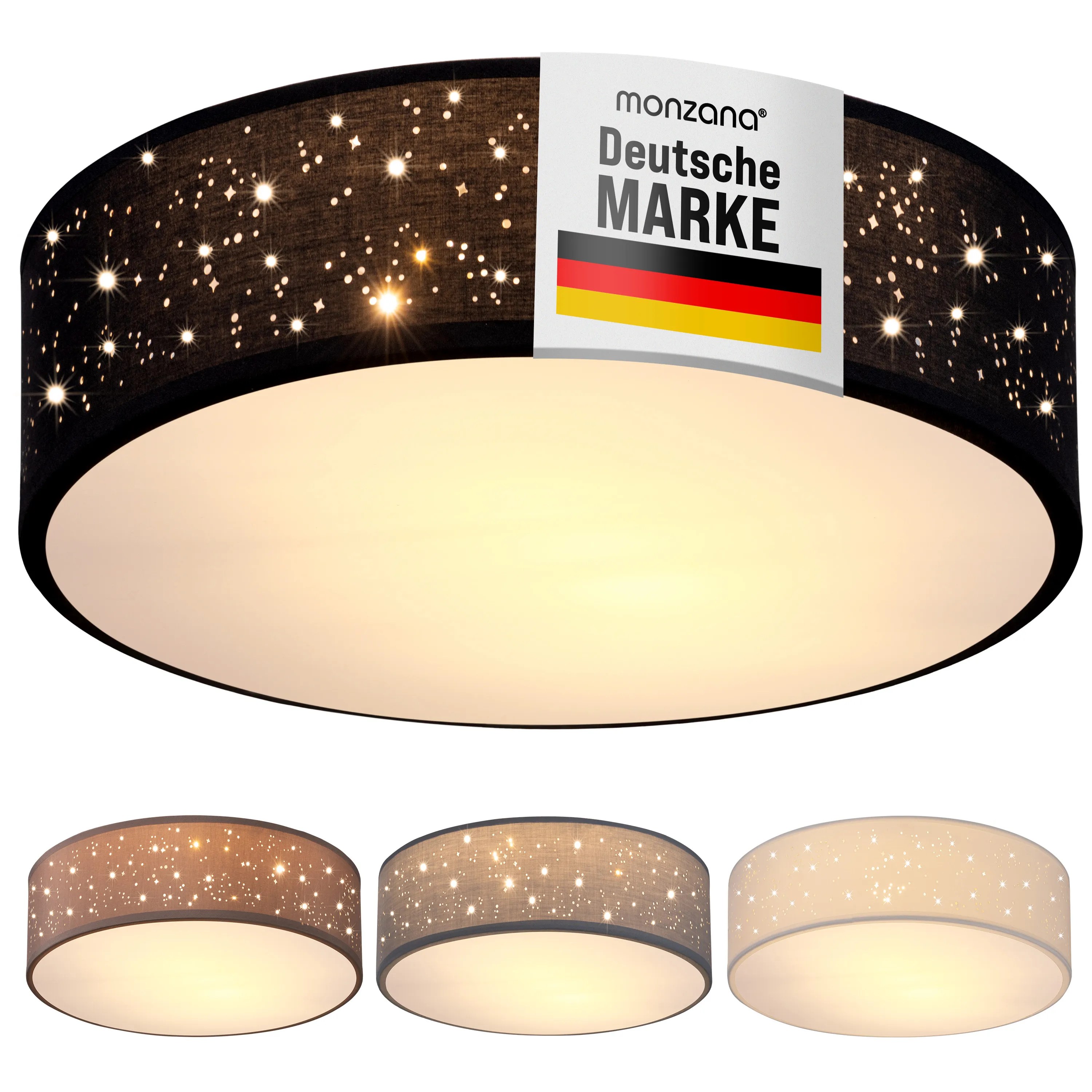 Deckenlampe Schwarz Stoff Ø38cm Sternenhimmel Deckenlampe Schwarz Stoff Ø38cm Sternenhimmel