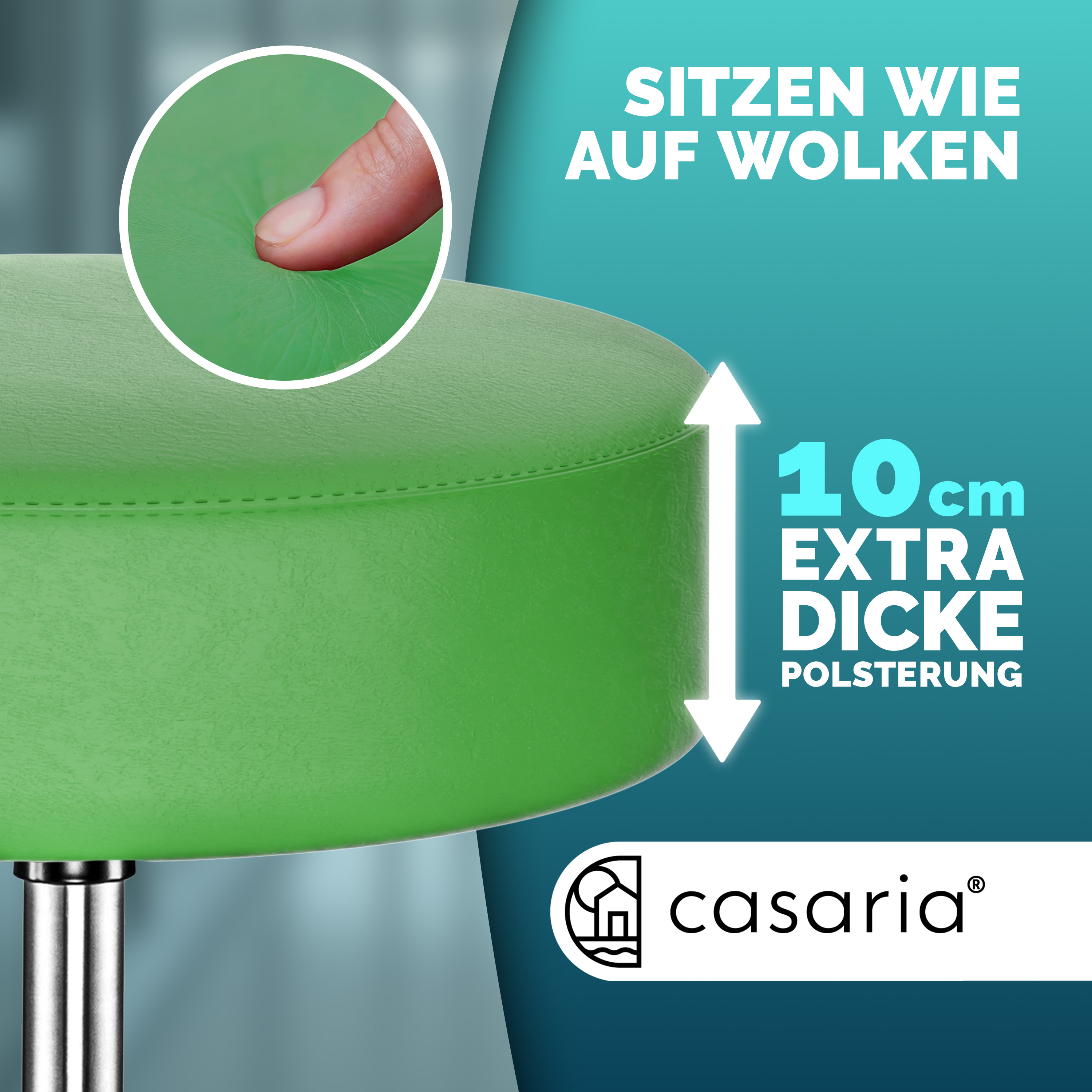 Rollhocker Kunstleder 2er-Set Grün 360° drehbar – Bild 2