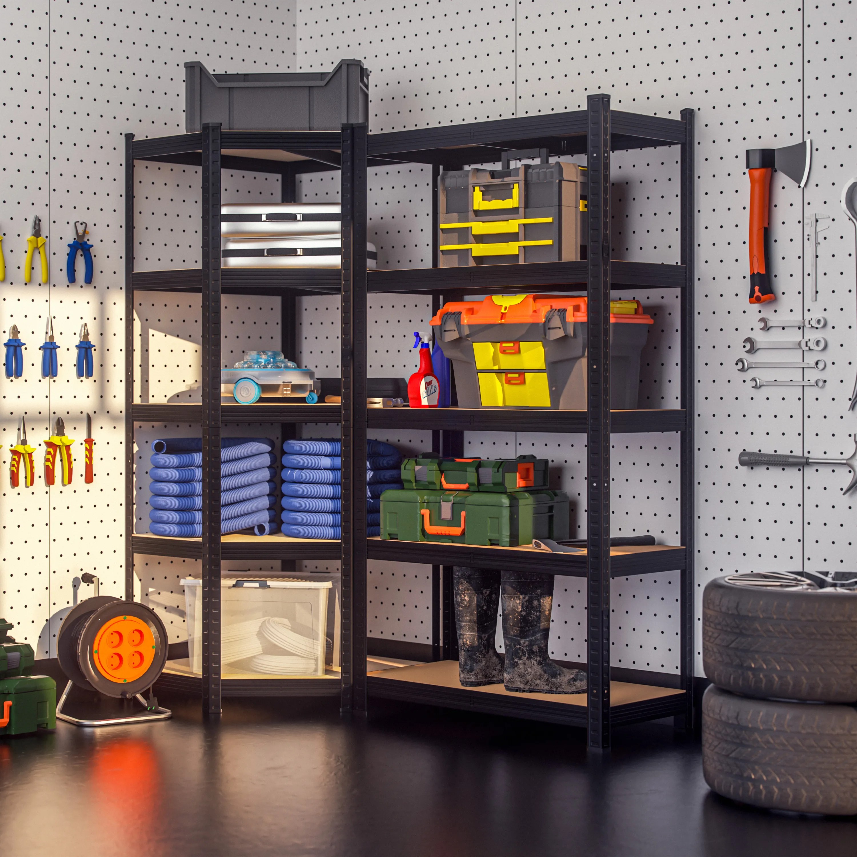 Schwerlasteckregal Schwarz 180x70x40cm verzinkt 875kg – Bild 2