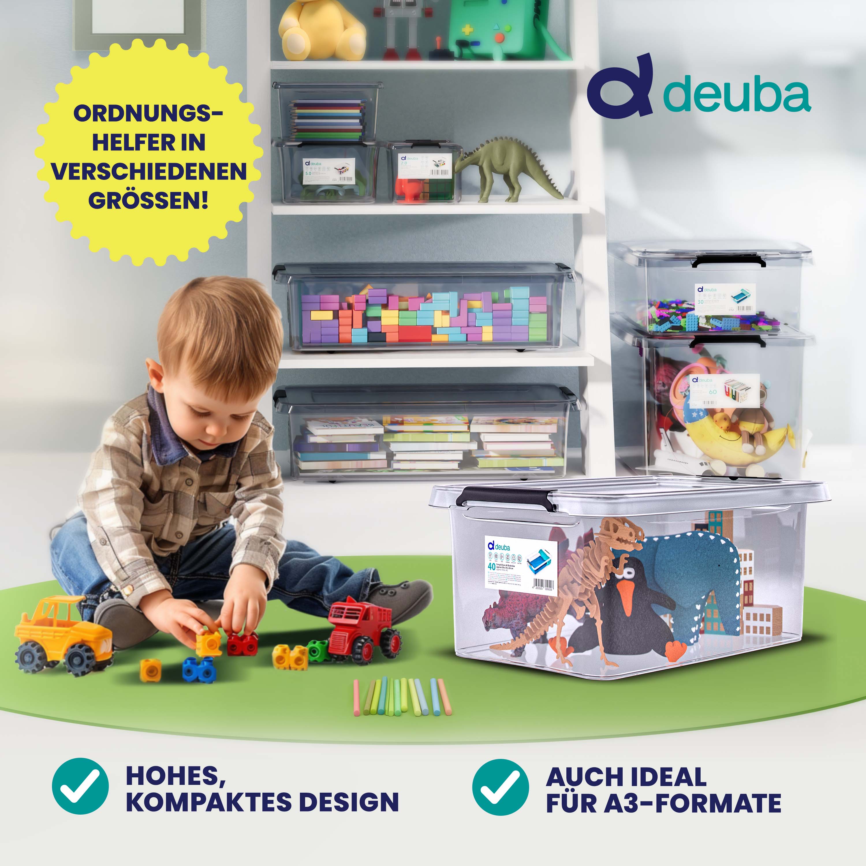 Aufbewahrungsbox 6er-Set Transparent 58x39x26cm 40L stapelbar – Bild 2