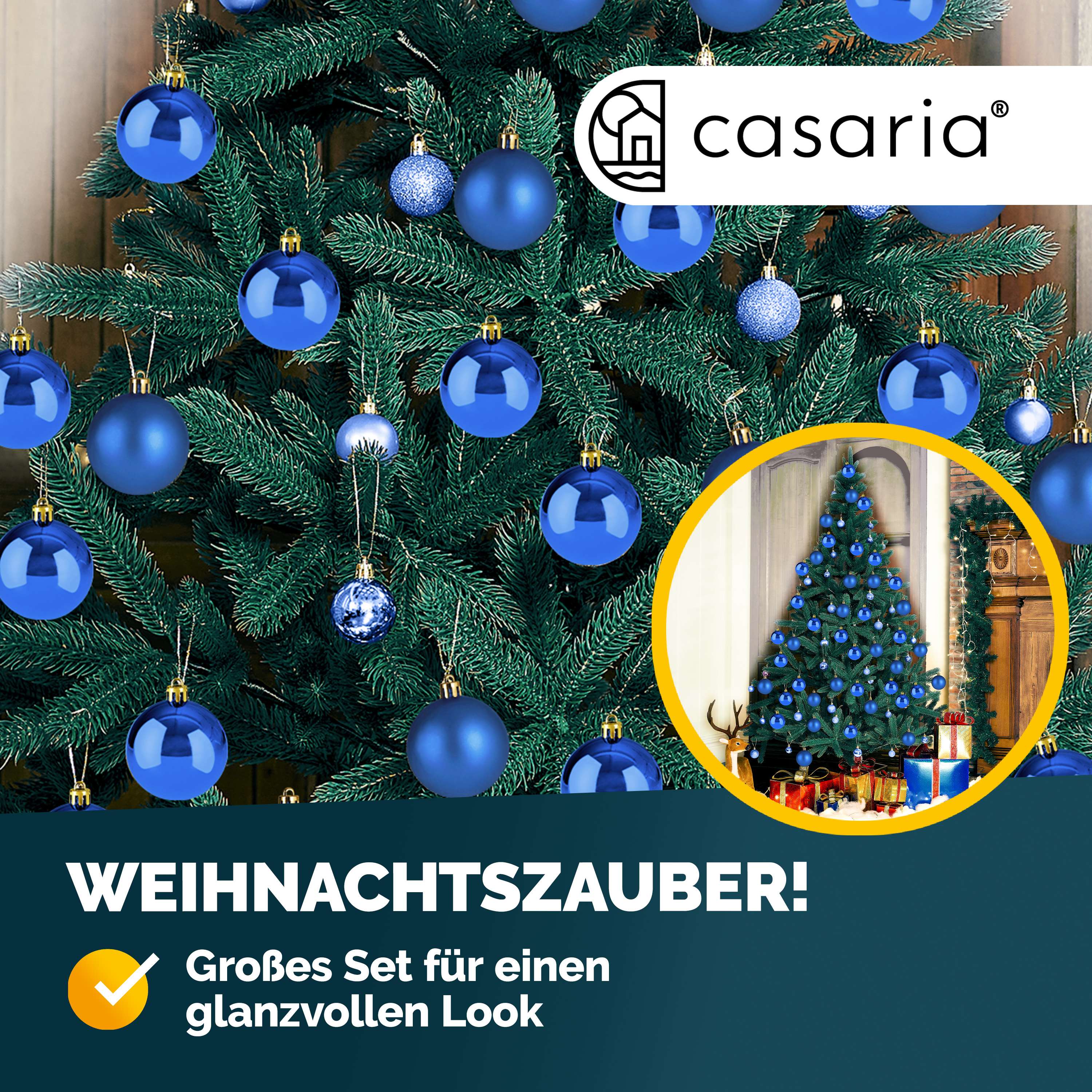 Weihnachtskugeln Blau 54-tlg in matt & glänzend – Bild 2