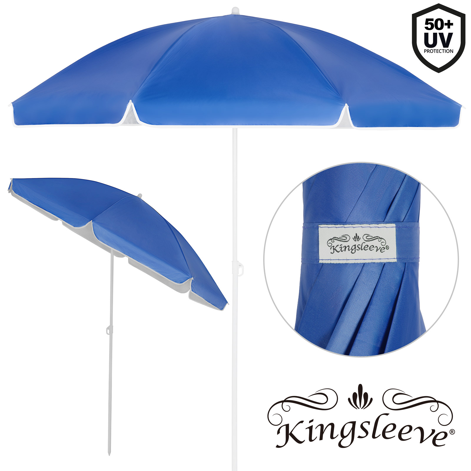 Sonnenschirm Cyprus Blau 180cm UV-Schutz 50+ Neigefunktion – Bild 2