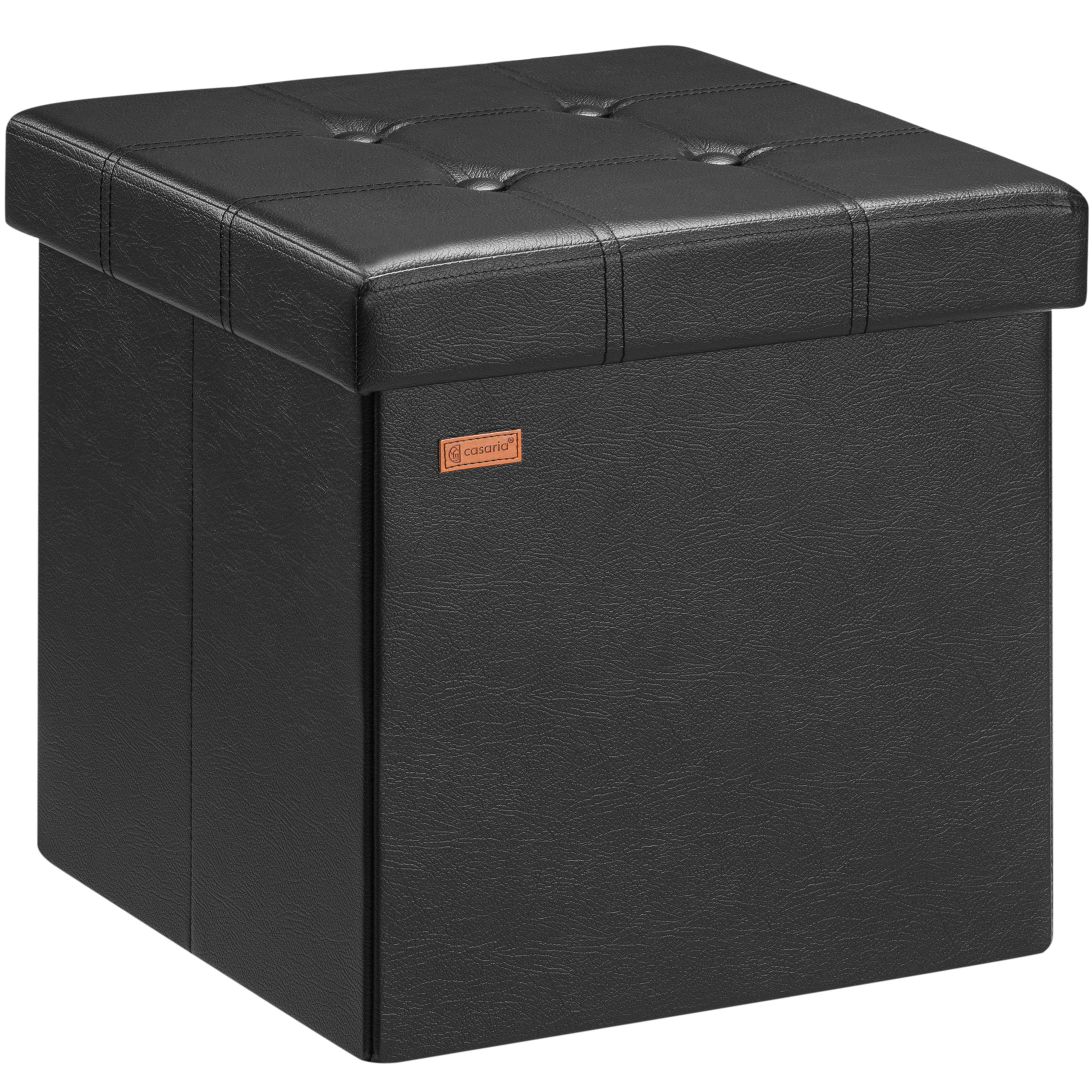 Sitzhocker Schwarz Kunstleder 38x38x38cm faltbar Sitzhocker Schwarz Kunstleder 38x38x38cm faltbar