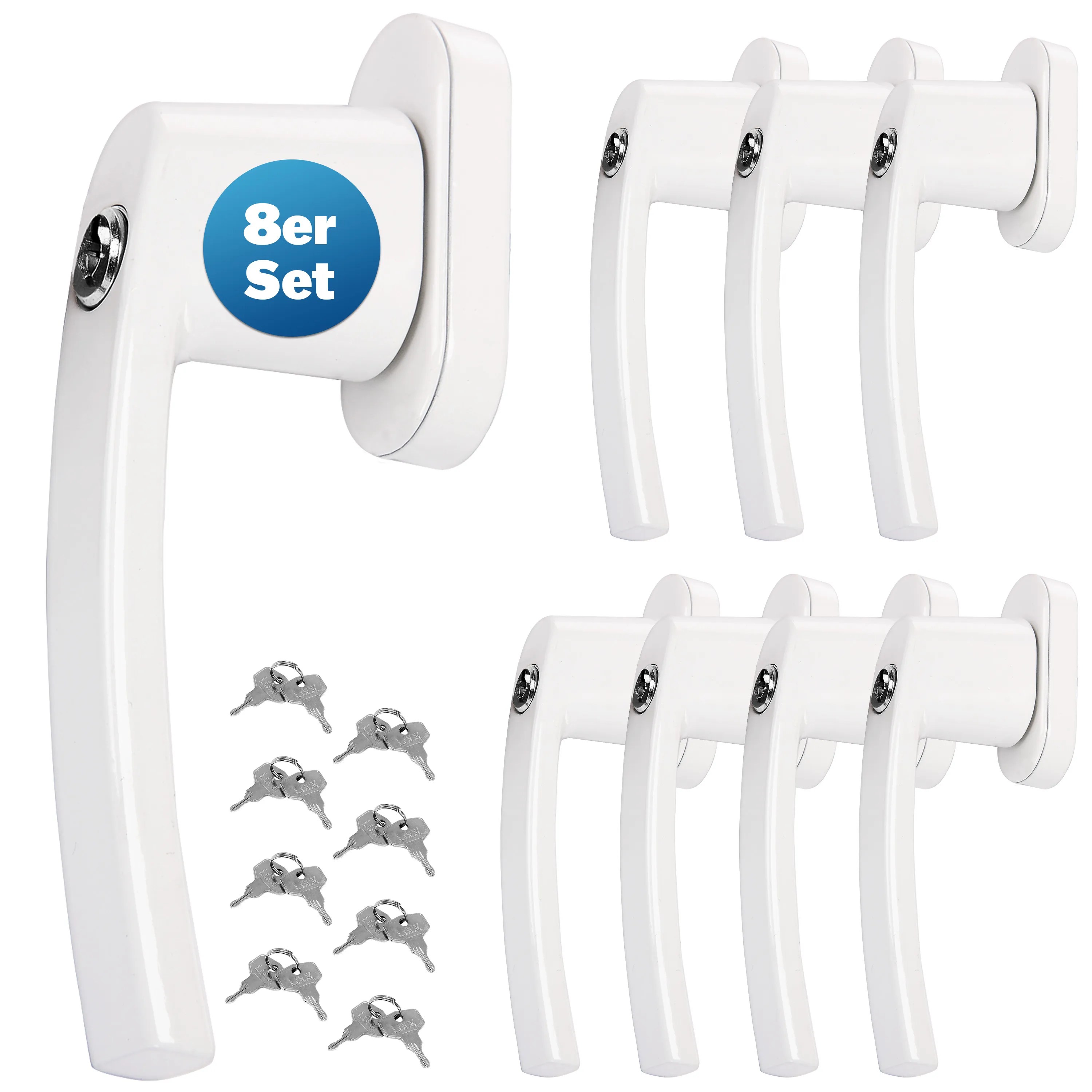 Fenstergriff 8er-Set Weiß abschließbar Fenstergriff 8er-Set Weiß abschließbar