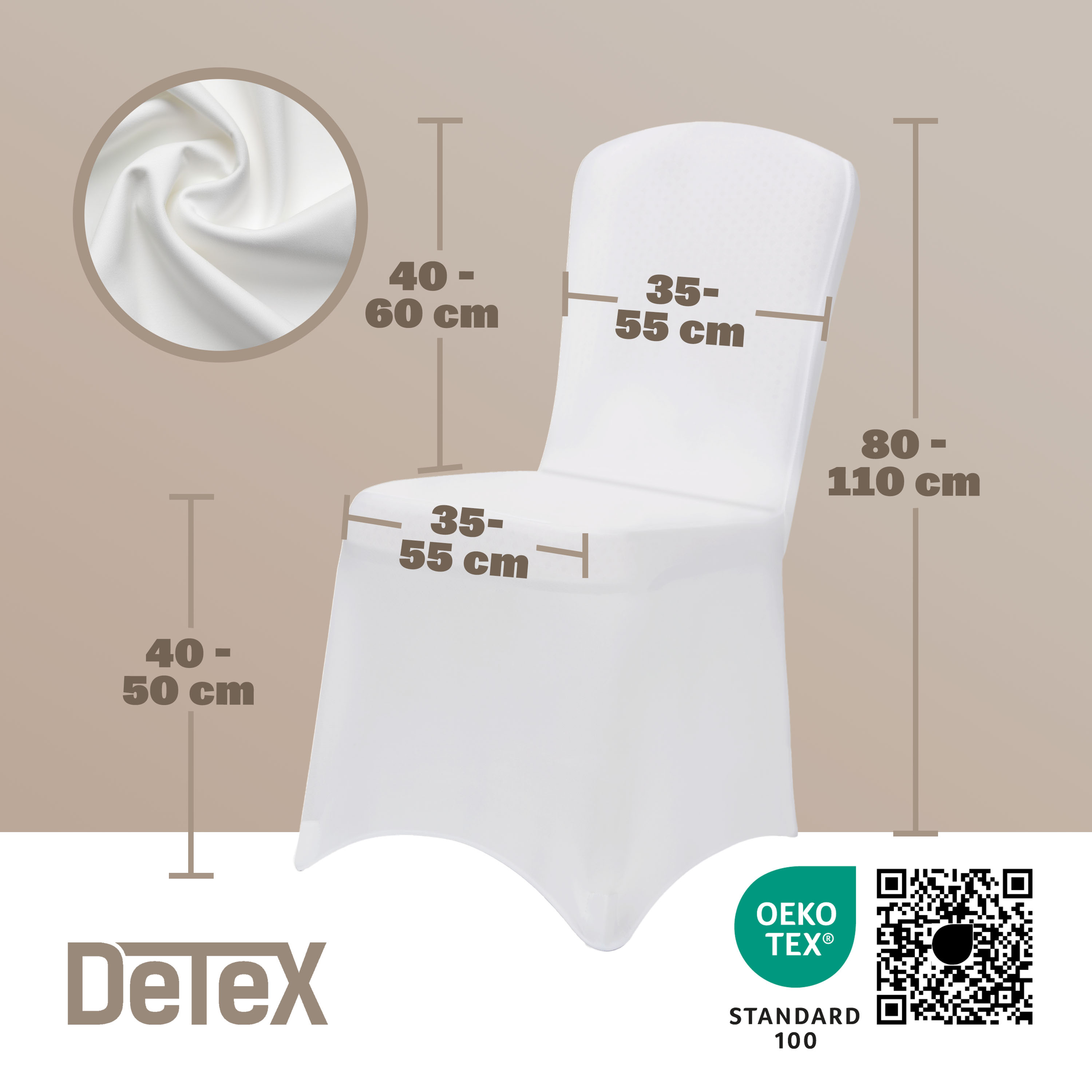 Stuhlhusse 6er-Set Weiß OEKO-TEX® – Bild 2