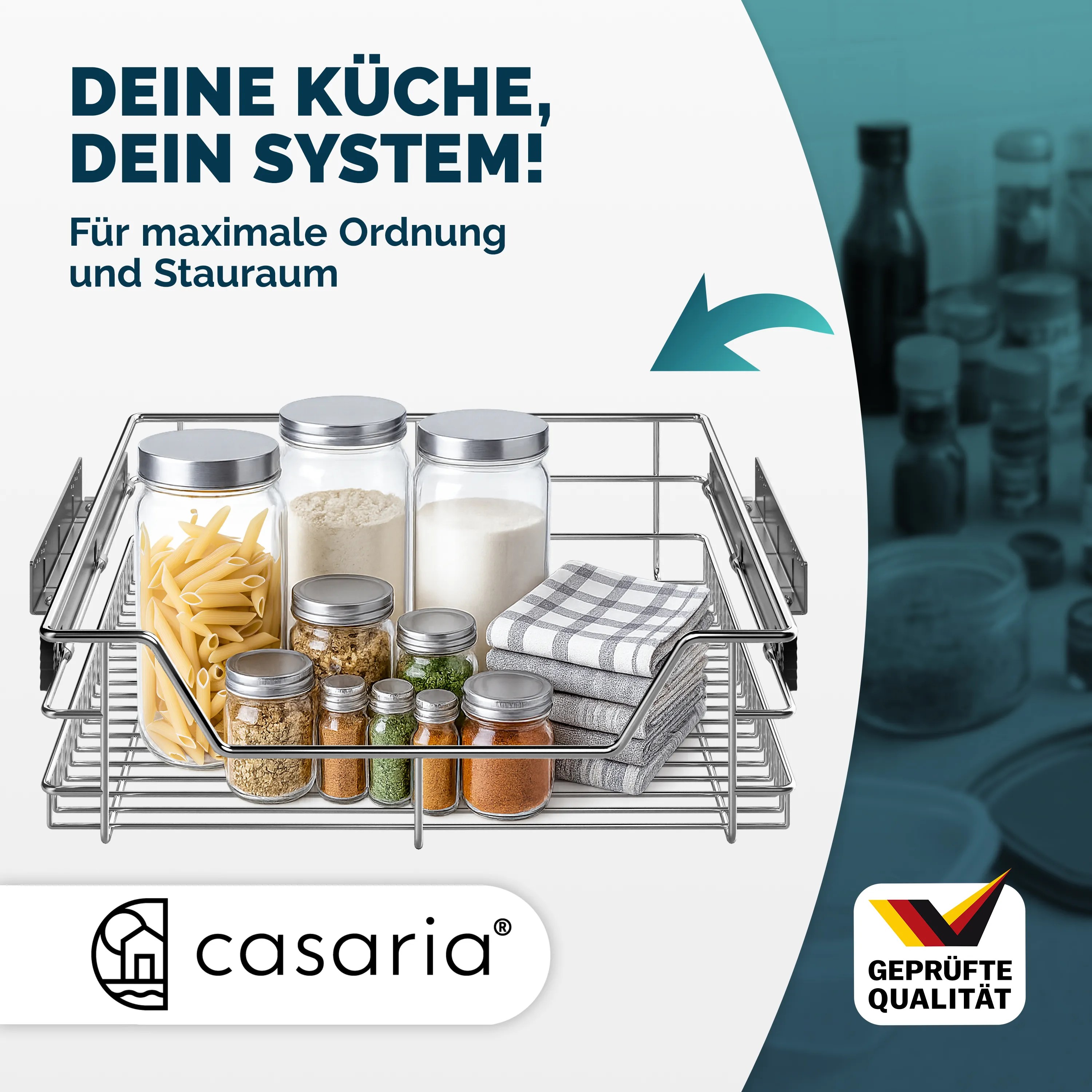 Teleskopschublade 2er-Set 40cm Schrankbreite Außenmaß – Bild 2