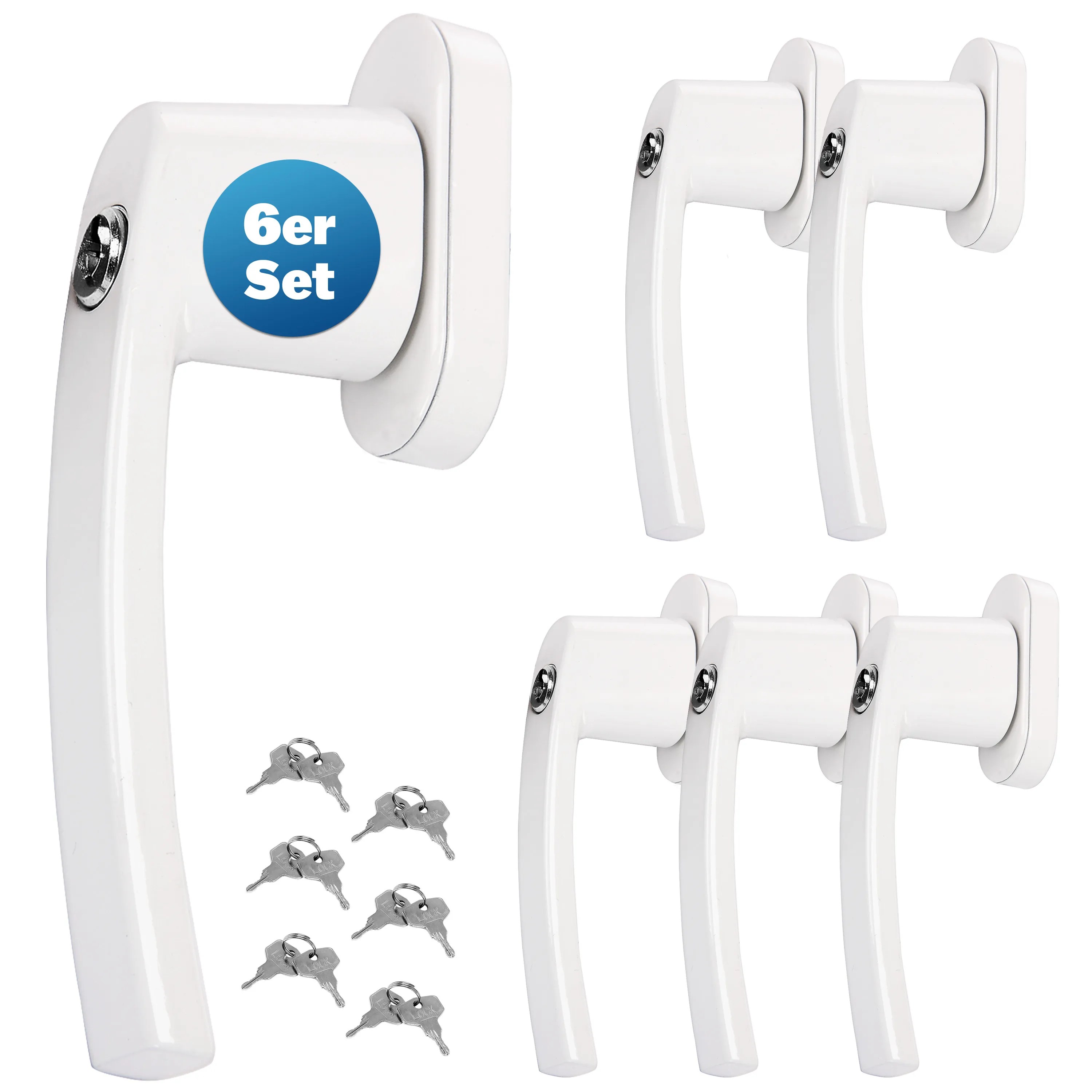 Fenstergriff 6er-Set Weiß abschließbar Fenstergriff 6er-Set Weiß abschließbar