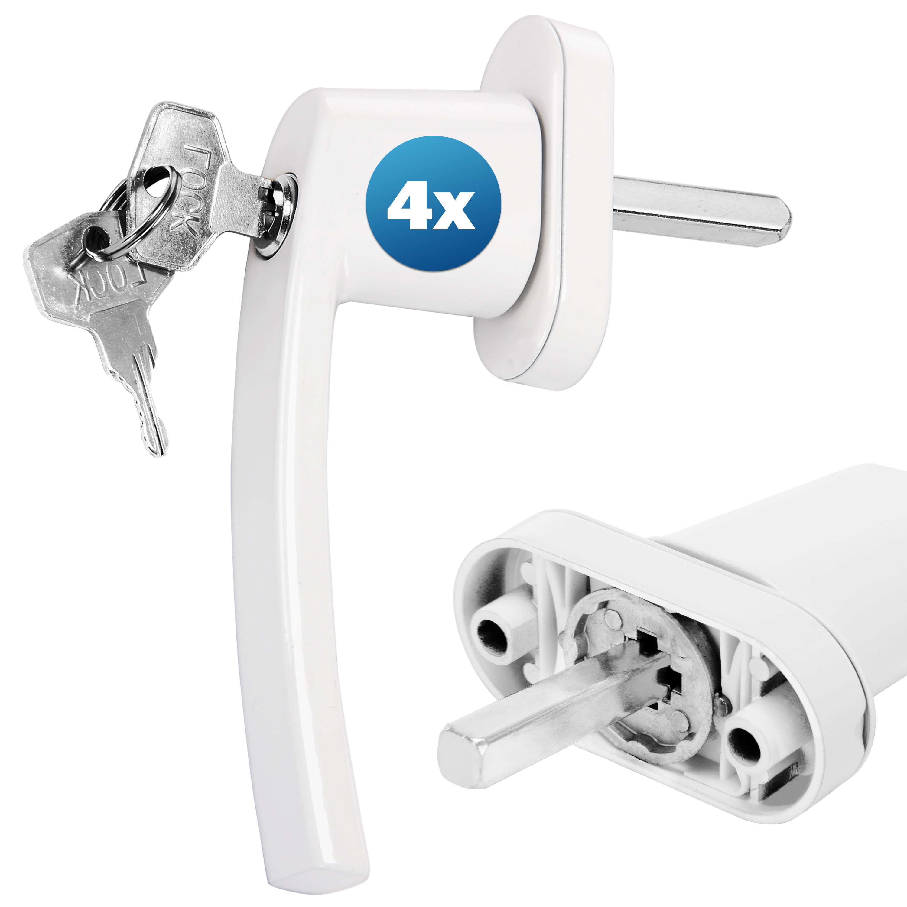 Fenstergriff 4er-Set Weiß abschließbar – Bild 2