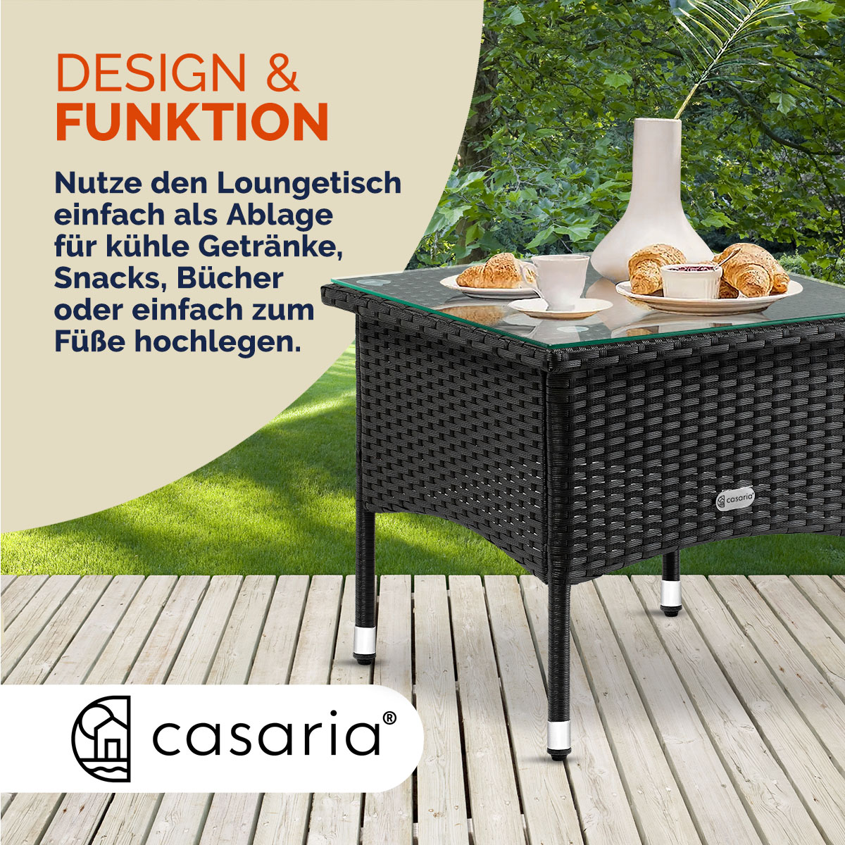 Polyrattan Beistelltisch Schwarz 58x58x42cm – Bild 2