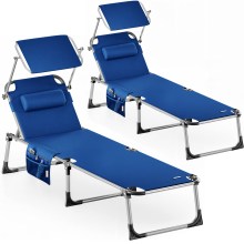 Gartenliege Malta 2er-Set Blau 210x61x35cm Alu Sonnendach Gartenliege Malta 2er-Set Blau 210x61x35cm Alu Sonnendach