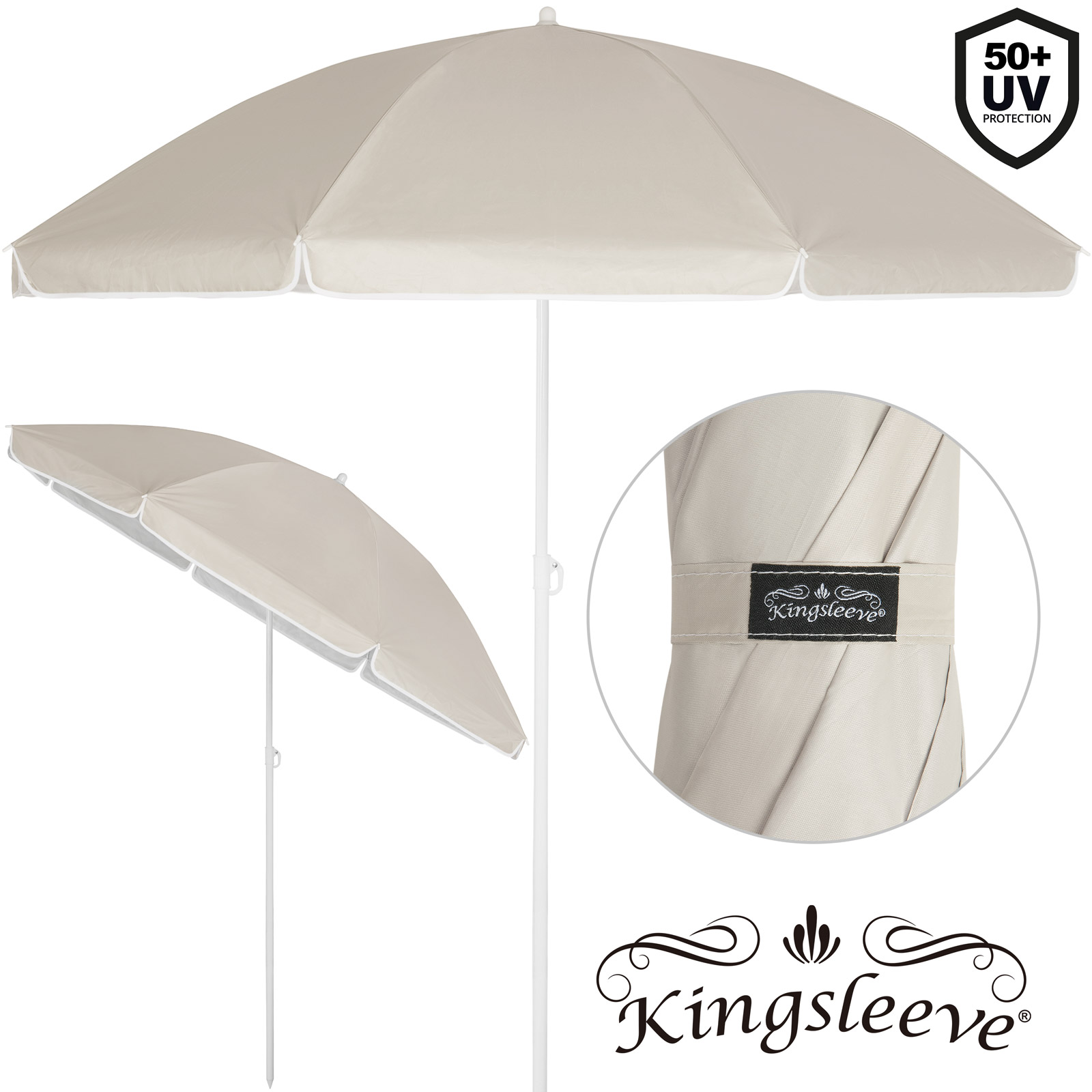 Sonnenschirm Crete Beige 200cm UV-Schutz 50+ Neigefunktion – Bild 2