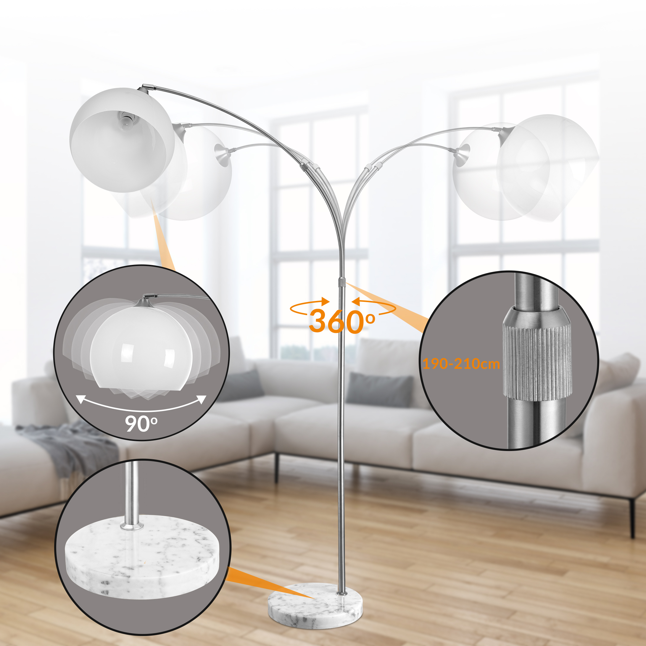 Design Bogenlampe 190-200cm verstellbar – Bild 2