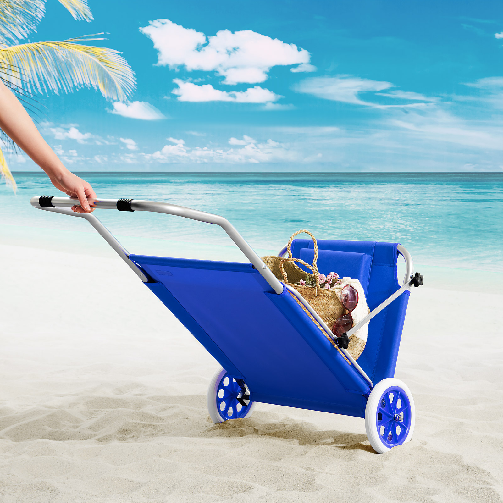 Gartenliege Kreta Blau Alu mit Rollen – Bild 2