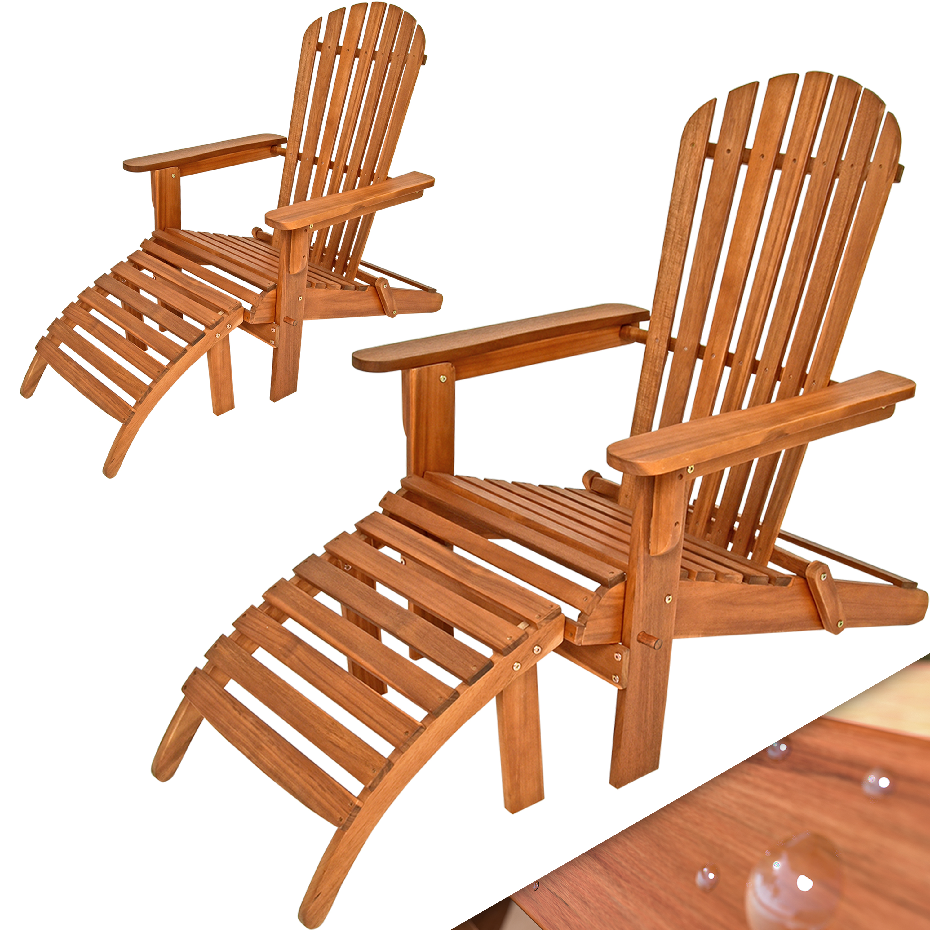Liegestuhl Adirondack 2er-Set Akazienholz + Fußstützen – Bild 2