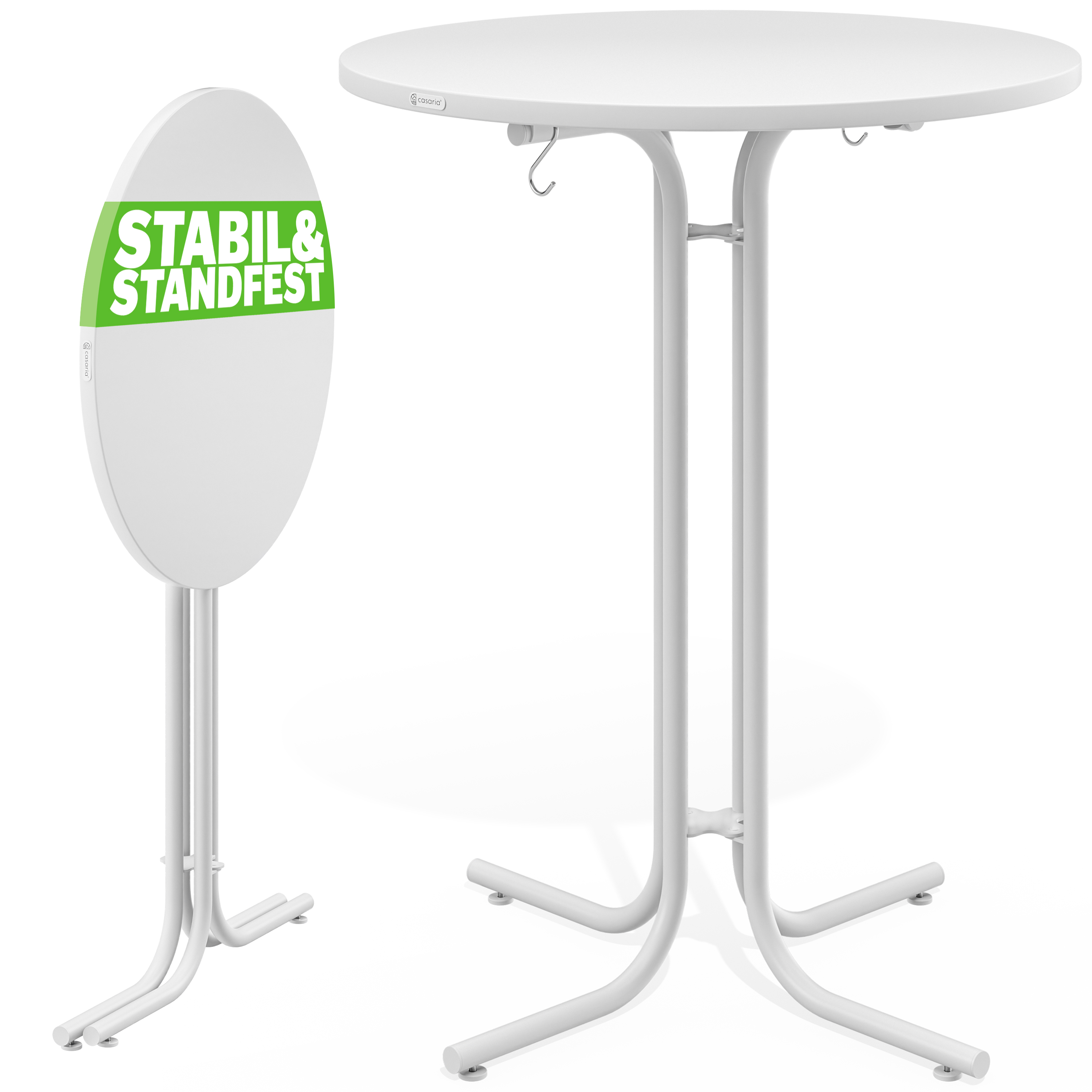 Stehtisch Weiß Ø70x110cm klappbar Outdoor höhenverstellbar bis 100kg – Bild 2