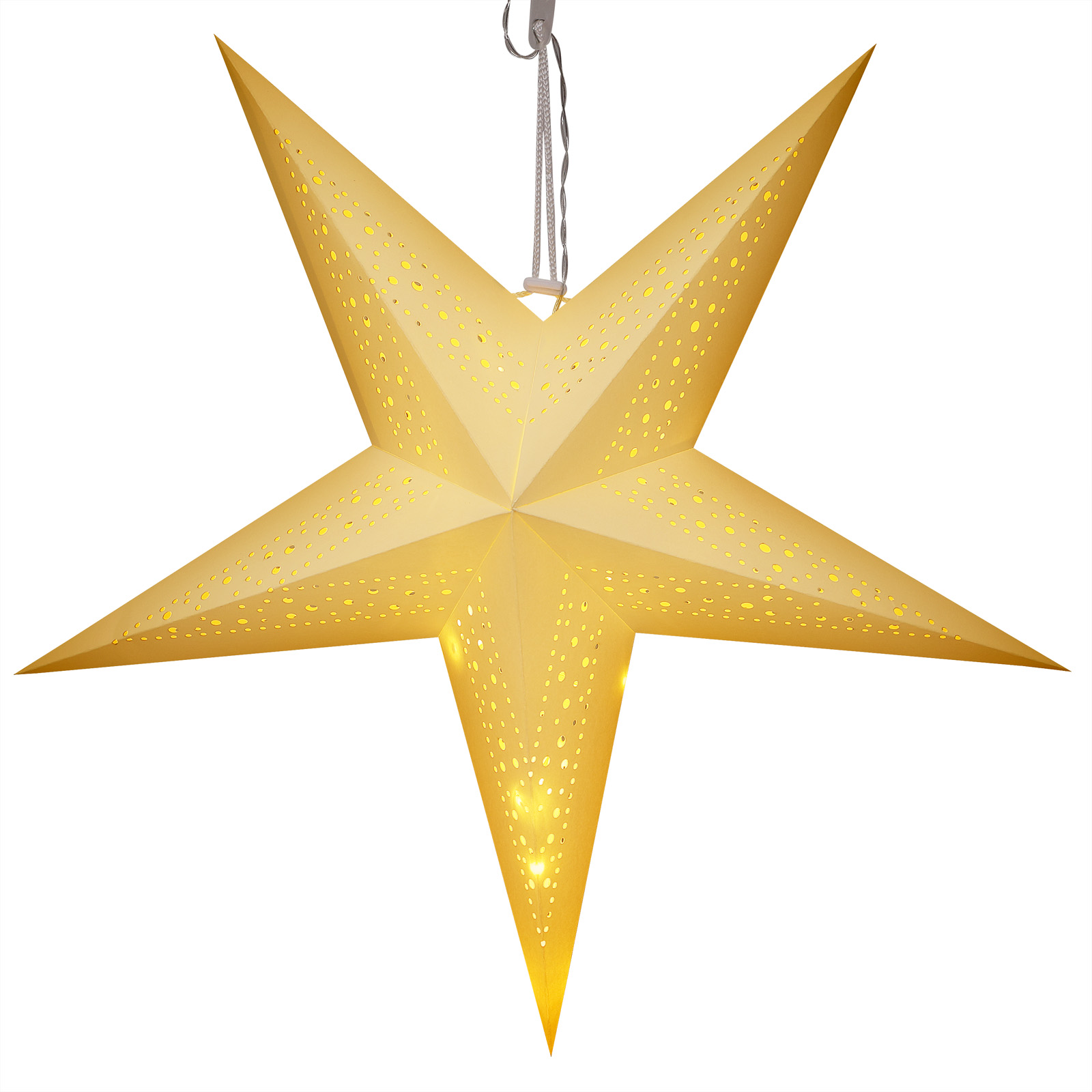 Papierstern LED Creme Ø60cm Punkte 5 Arme Papierstern LED Creme Ø60cm Punkte 5 Arme