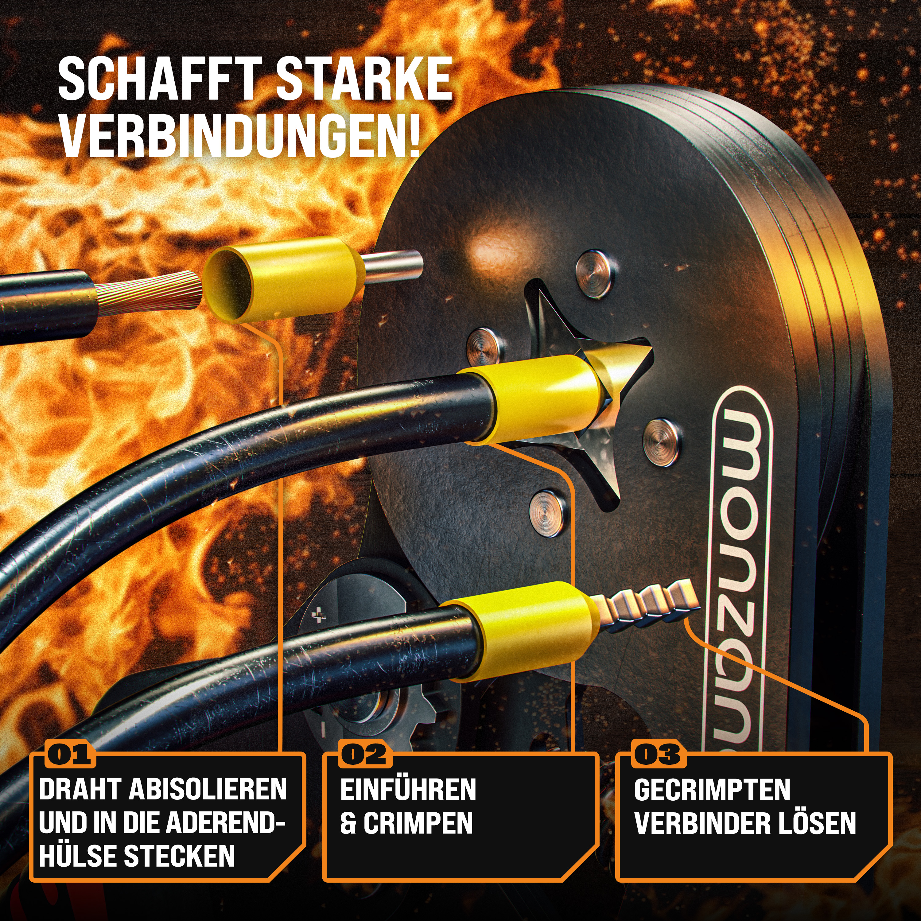 Crimpzange Vierkant + Abisolierzange – Bild 2