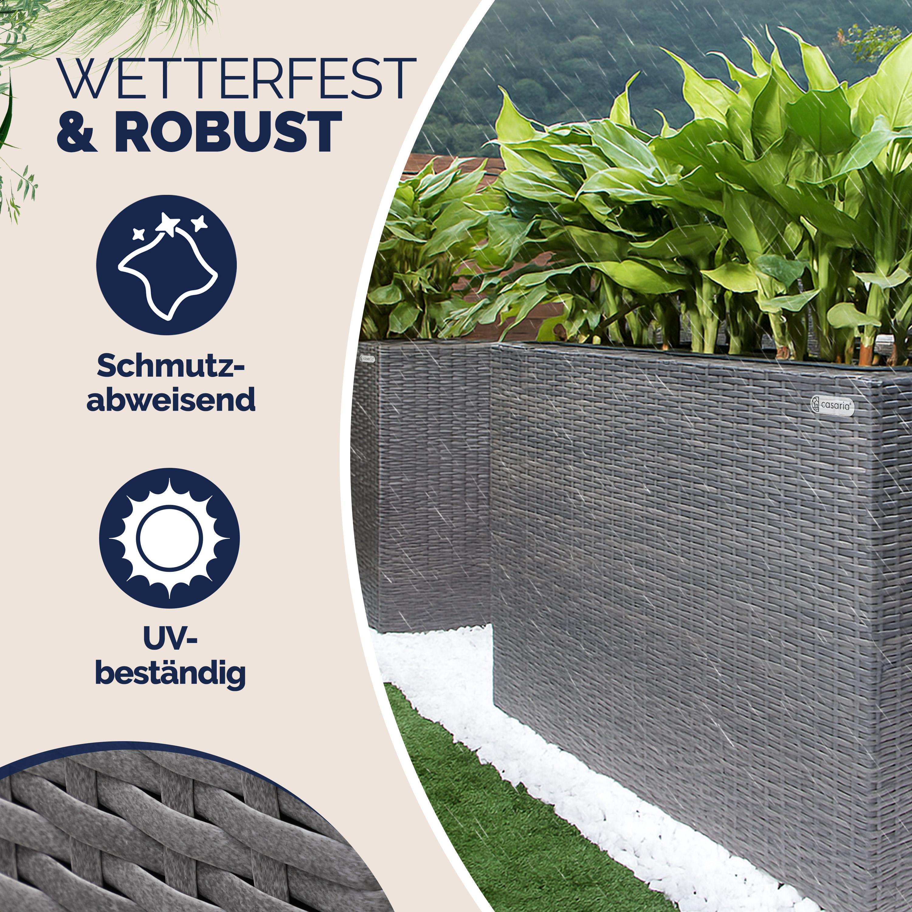 Polyrattan Blumentopf Grau 83x30,5x60cm – Bild 2