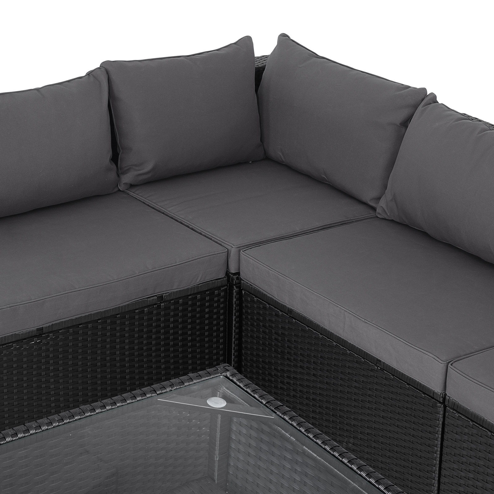 Polyrattan Ecklounge XXL Schwarz/Anthrazit inkl Kissen – Bild 2
