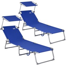 Gartenliege Hawaii 2er-Set Blau Alu 190x60x30cm Gartenliege Hawaii 2er-Set Blau Alu 190x60x30cm