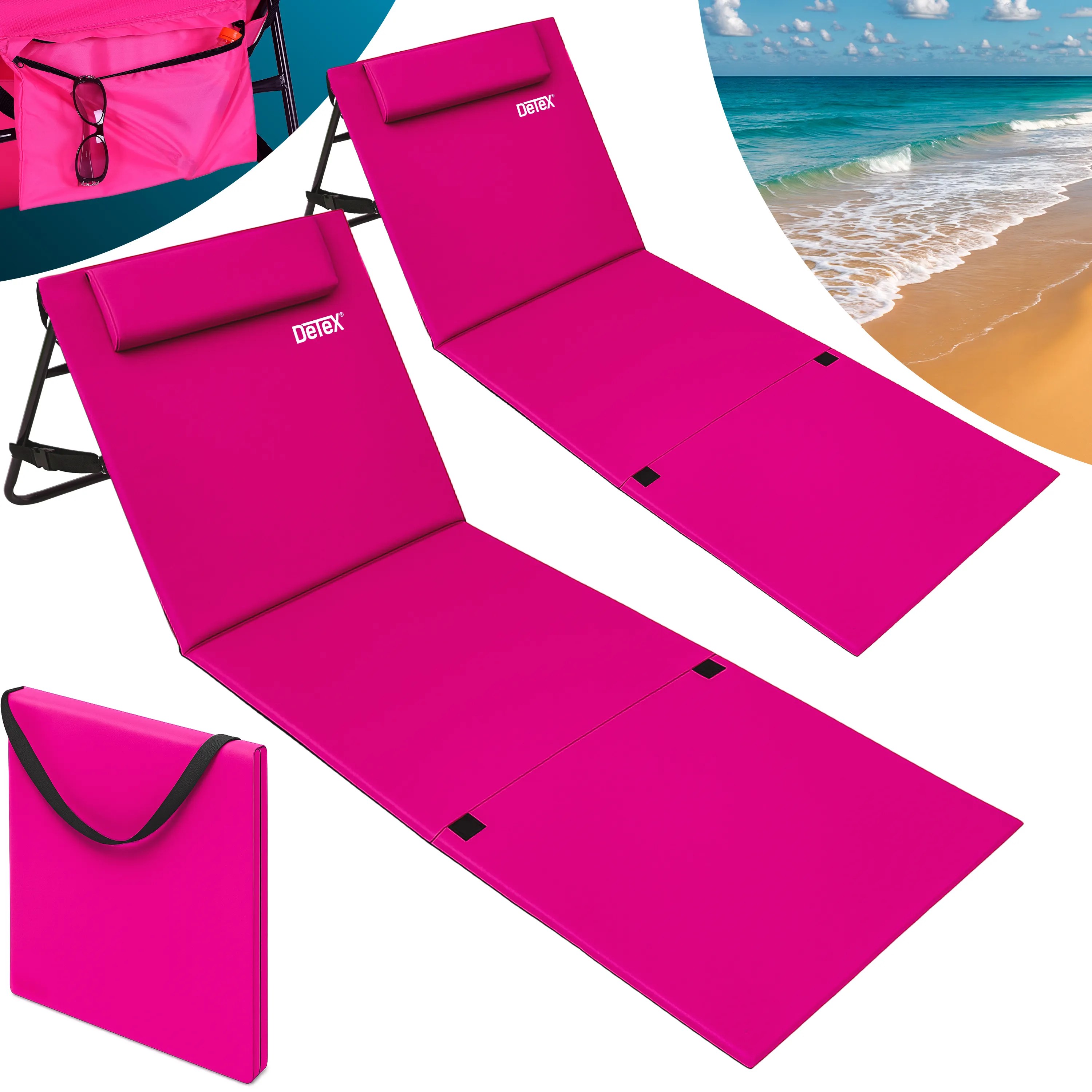 Strandmatte 2er-Set Pink 158x56x46cm gepolstert Strandmatte 2er-Set Pink 158x56x46cm gepolstert