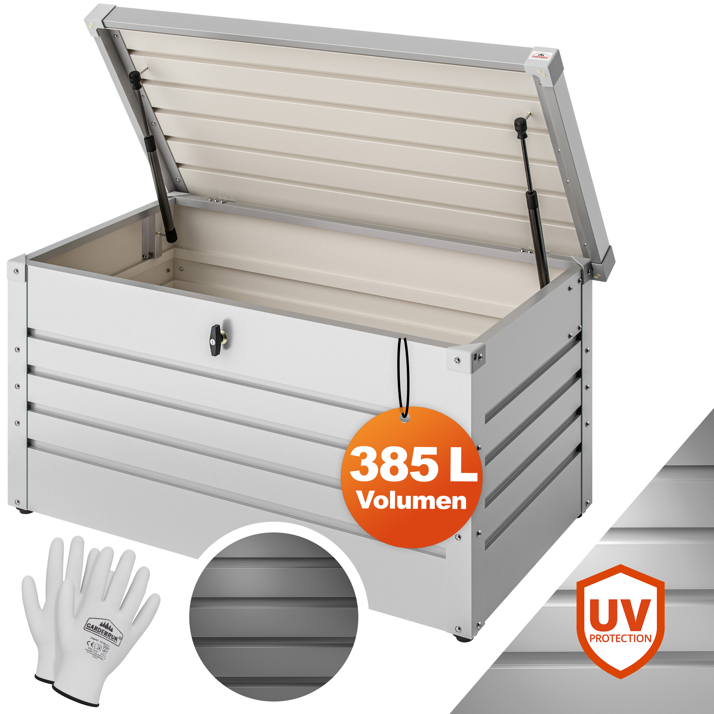 Gartenbox Metall 385L Hellgrau wasserdicht abschließbar – Bild 2