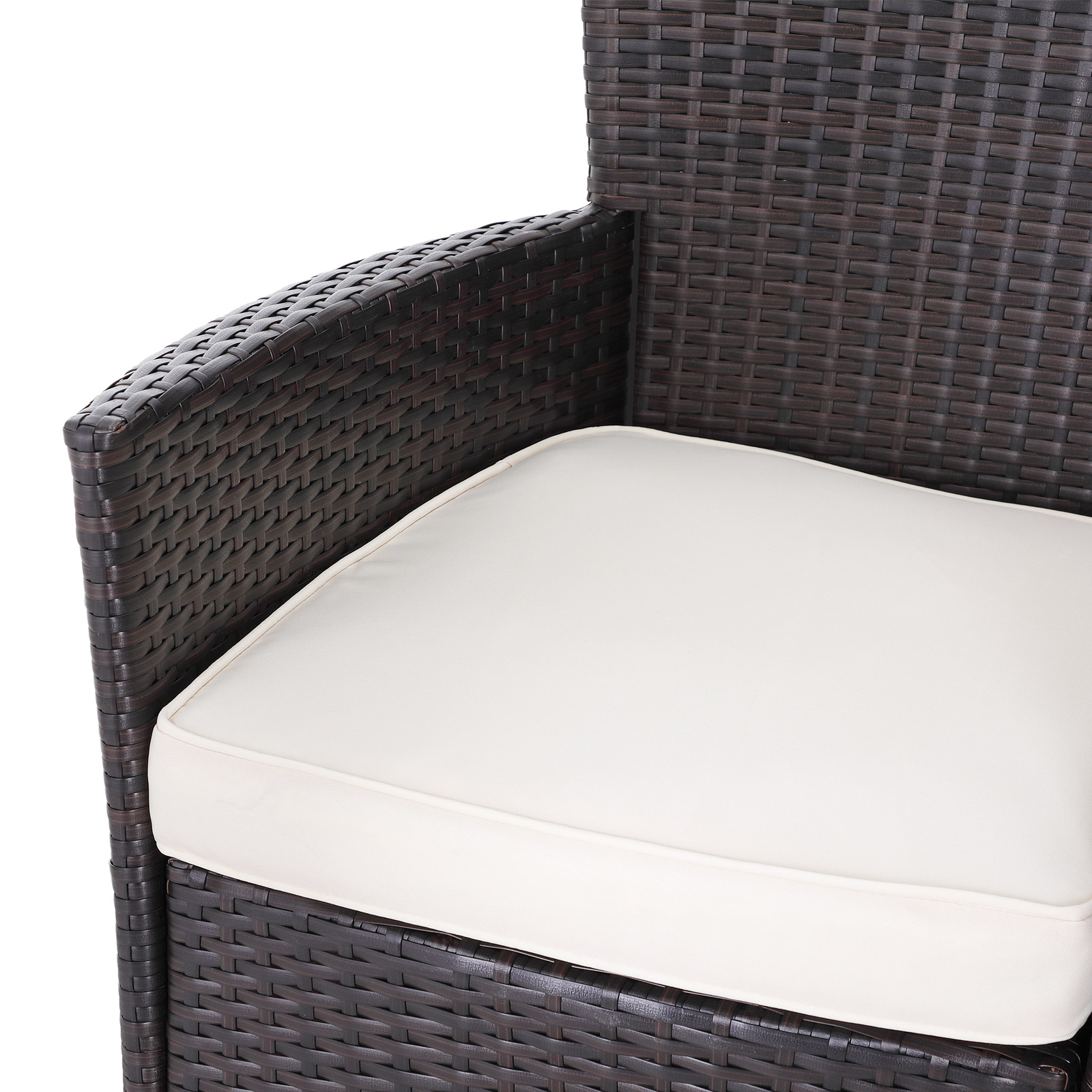 Polyrattan Gartenstuhl 2er-Set Braun/Creme stapelbar – Bild 2