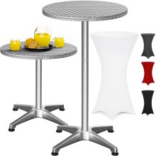 Stehtisch Silber 115x60cm + Stehtischhusse Weiß Ø60cm Stehtisch Silber 115x60cm + Stehtischhusse Weiß Ø60cm