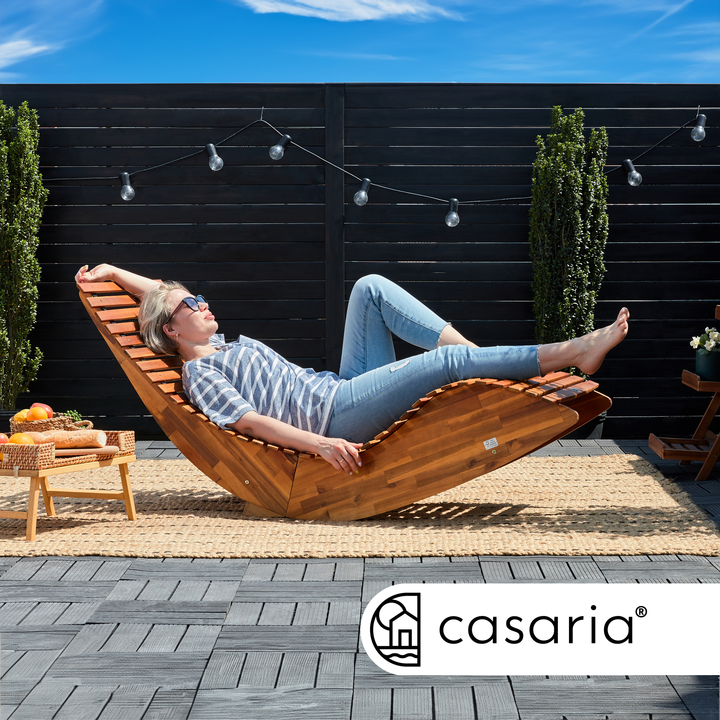 Saunaliege Java 155x60x93cm Akazie FSC®-zertifiziert – Bild 2