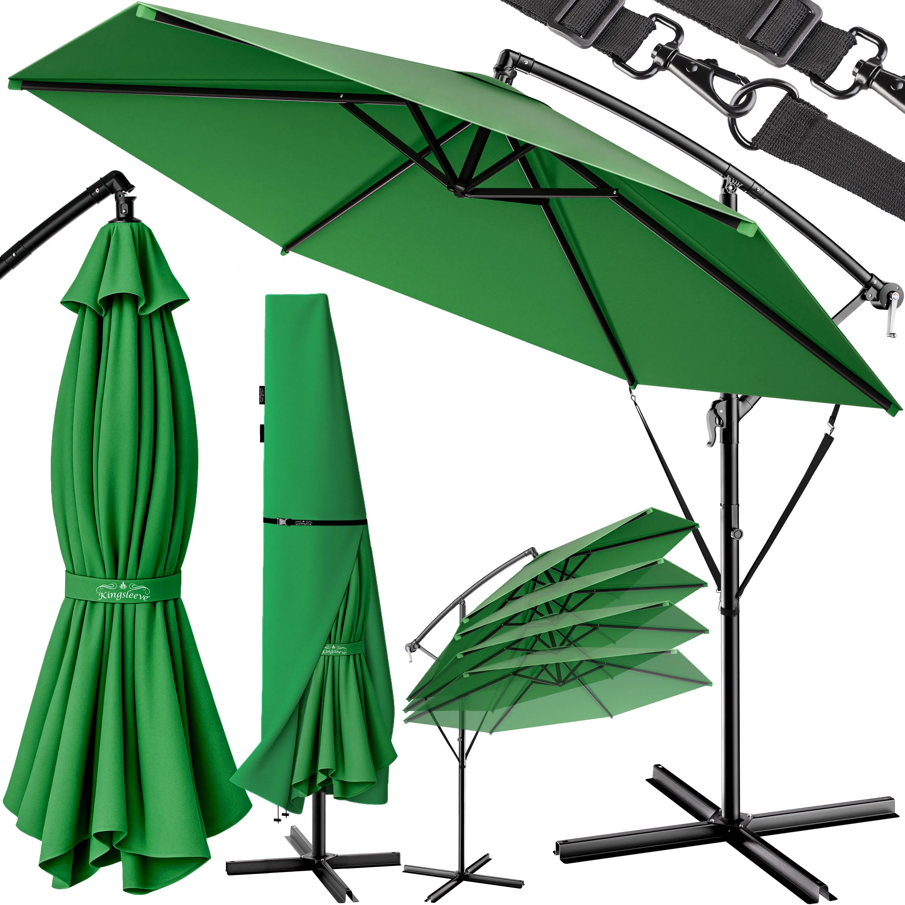 Ampelschirm Grün Ø300cm Alu UV 50+ mit Schutzhülle Ampelschirm Grün Ø300cm Alu UV 50+ mit Schutzhülle