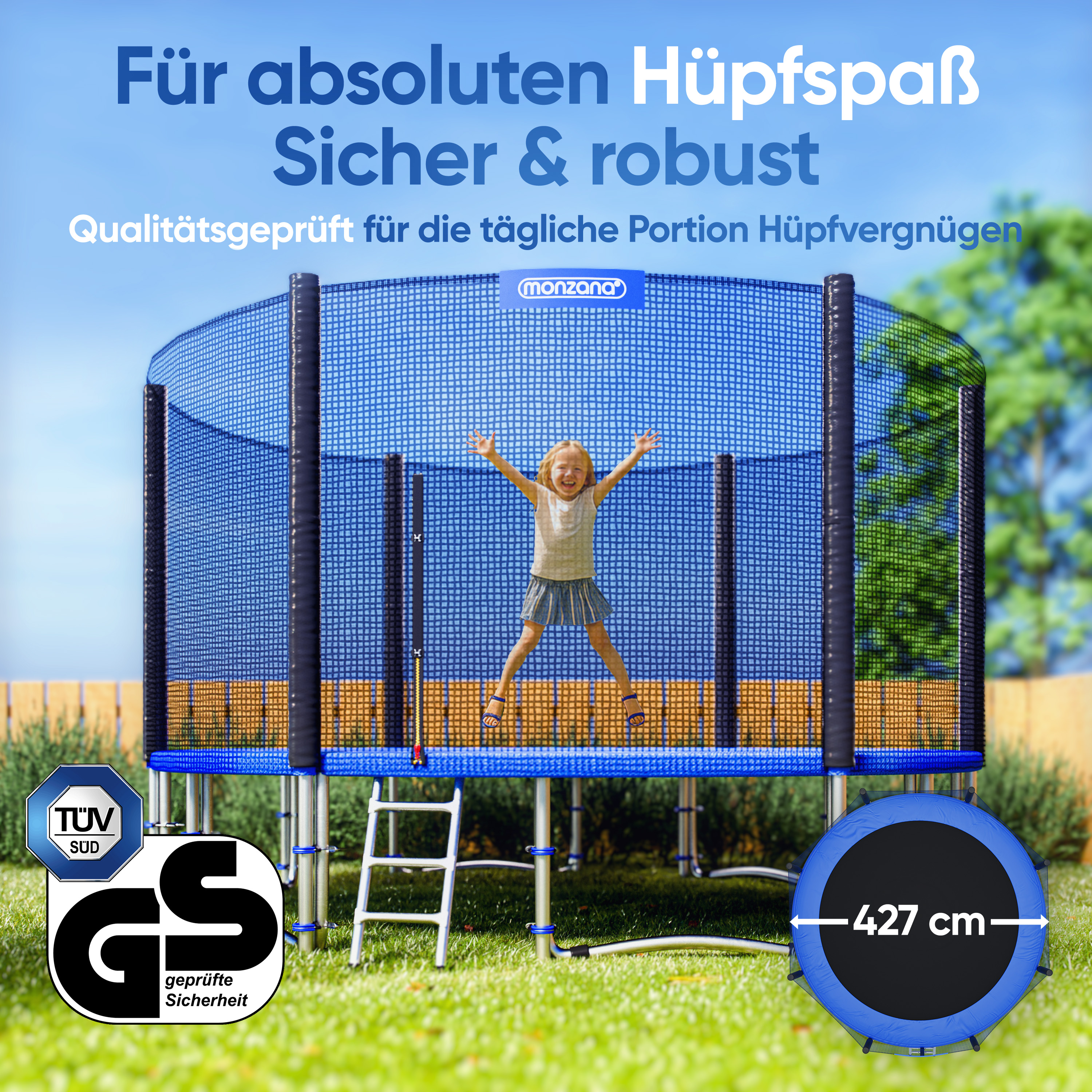 Trampolin Ø427cm inkl Sicherheitsnetz TÜV SÜD GS – Bild 2