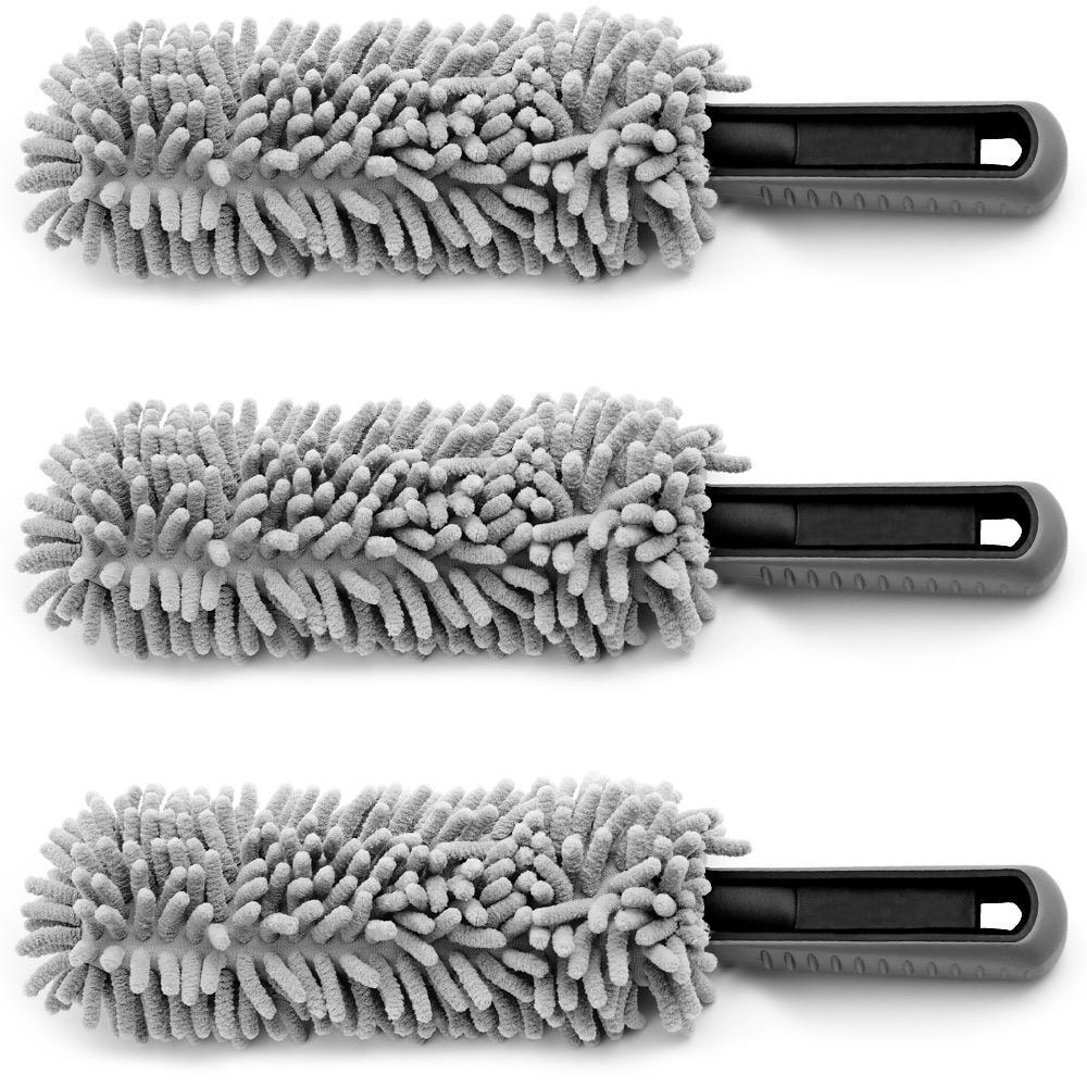 Felgen-Reinigungsbürste 3er-Set Grau Microfaser 34cm – Bild 2