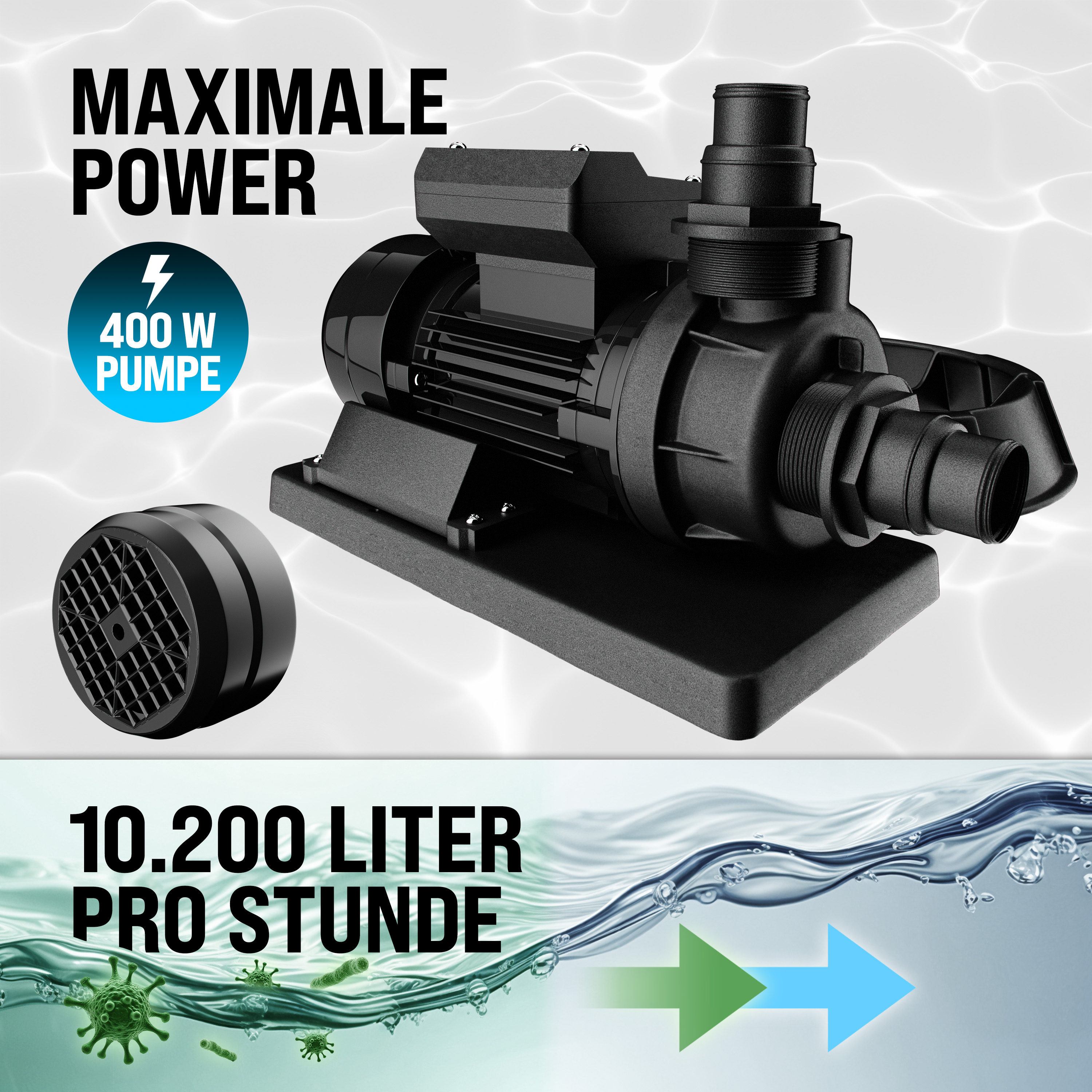 Sandfilteranlage Pool 10200L/h Salzwasserfest 7-Wege-Ventil 25L Tank – Bild 2