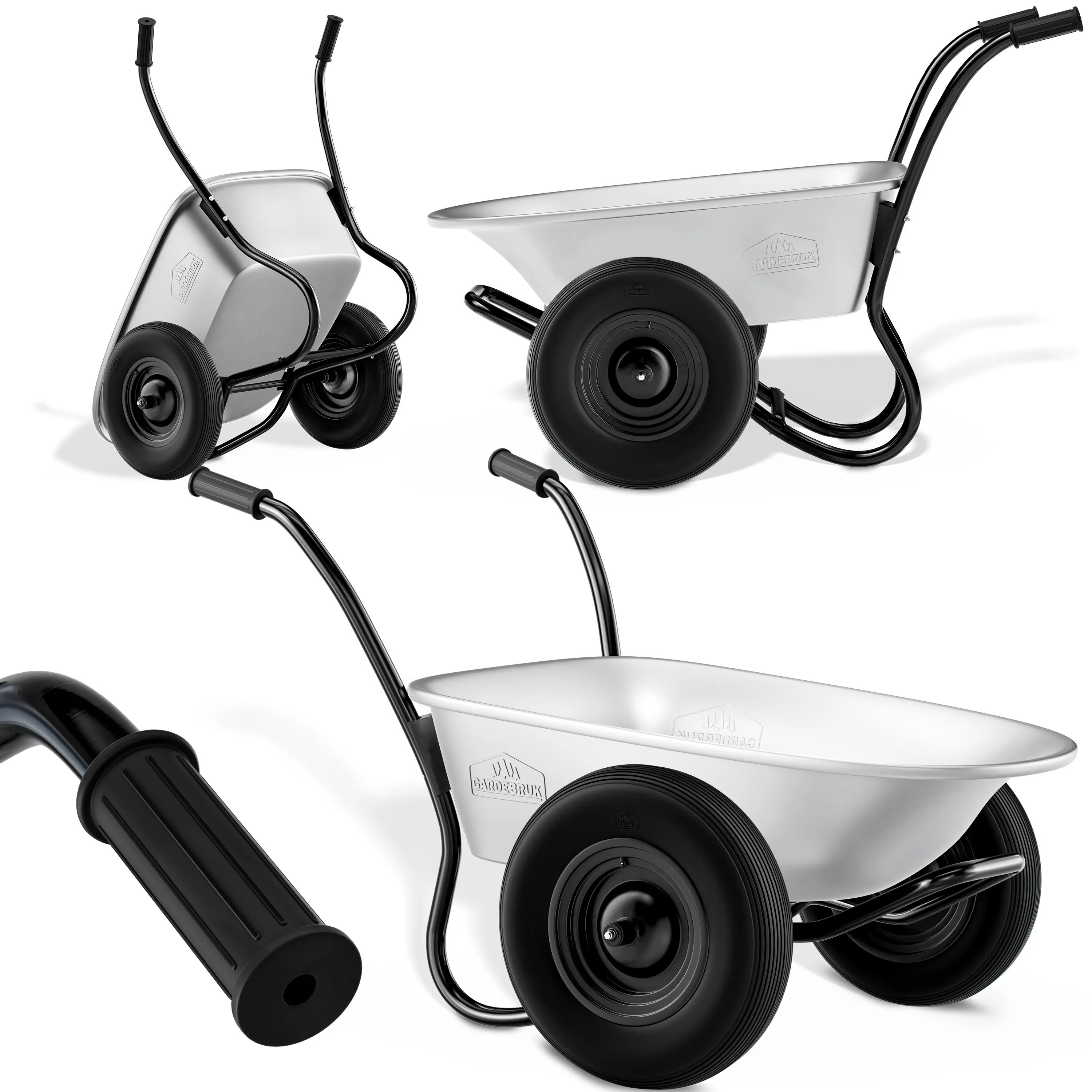 Schubkarre mit 2 Rädern verzinkt Luftbereifung 150kg Tragkraft 100L Schubkarre mit 2 Rädern verzinkt Luftbereifung 150kg Tragkraft 100L