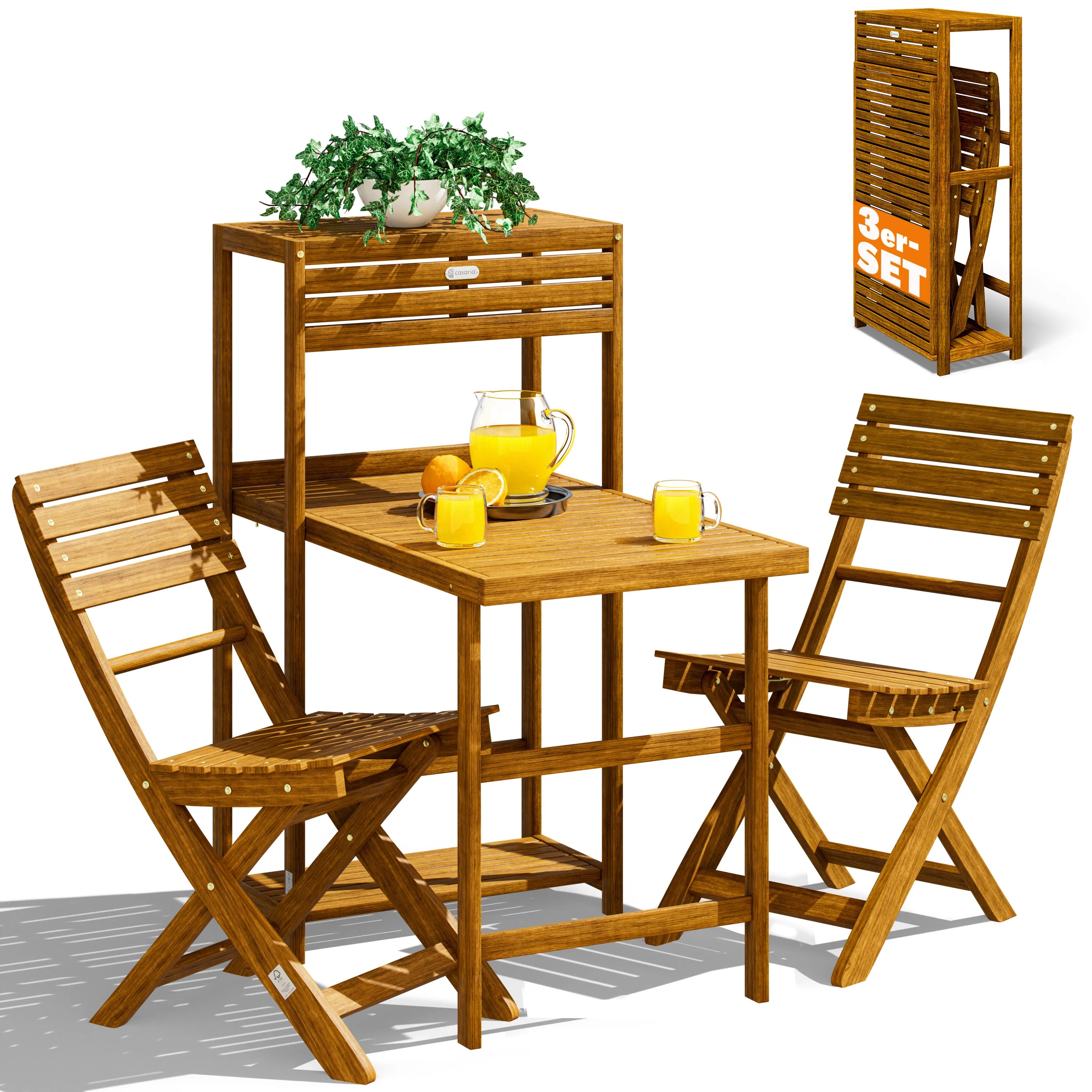 Garten-Sitzgruppe 3-tlg Akazienholz FSC®-zertifiziert klappbar Garten-Sitzgruppe 3-tlg Akazienholz FSC®-zertifiziert klappbar