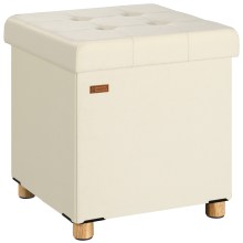 Sitzhocker Beige Samt 42x38x38cm faltbar Sitzhocker Beige Samt 42x38x38cm faltbar
