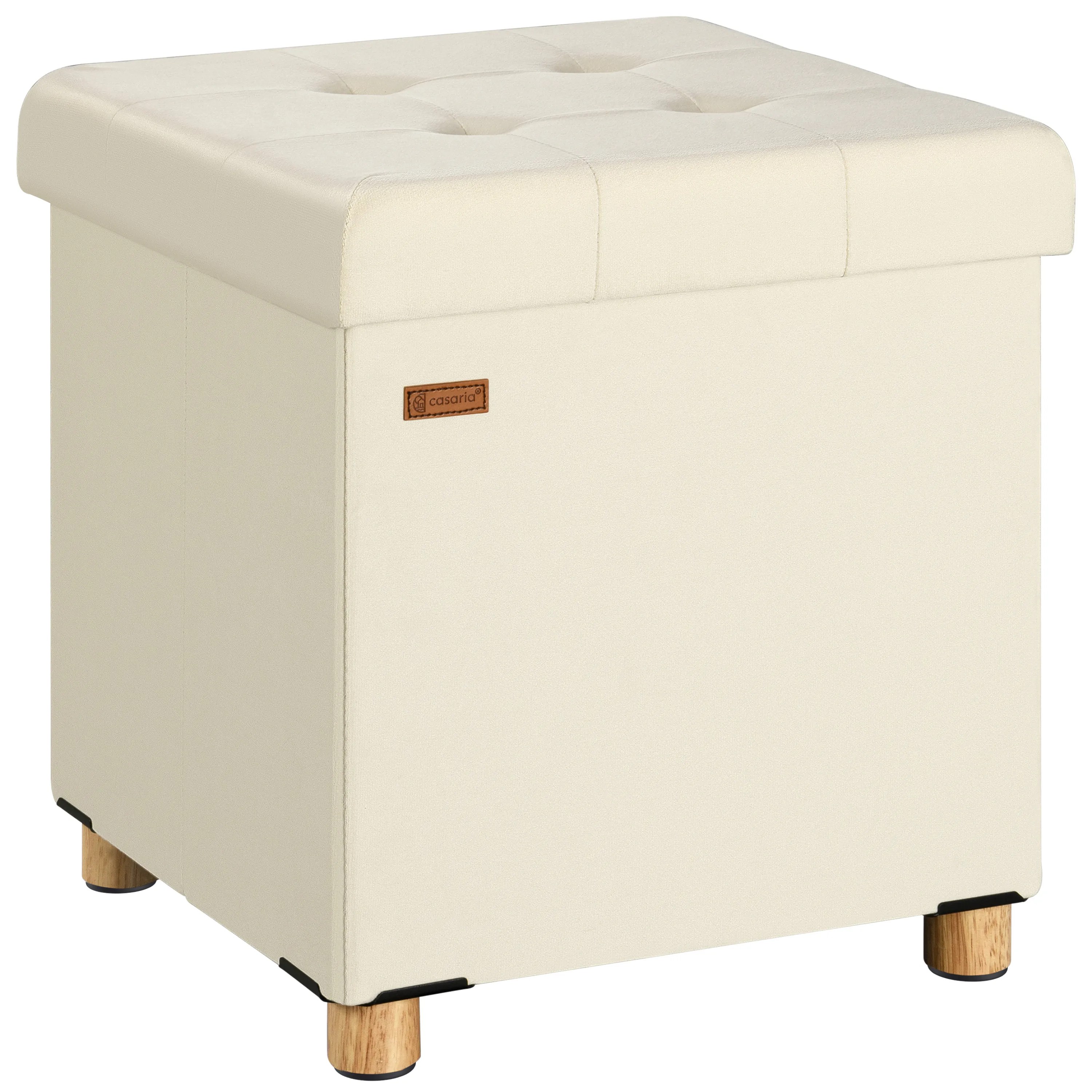 Sitzhocker Beige Samt 42x38x38cm faltbar Sitzhocker Beige Samt 42x38x38cm faltbar