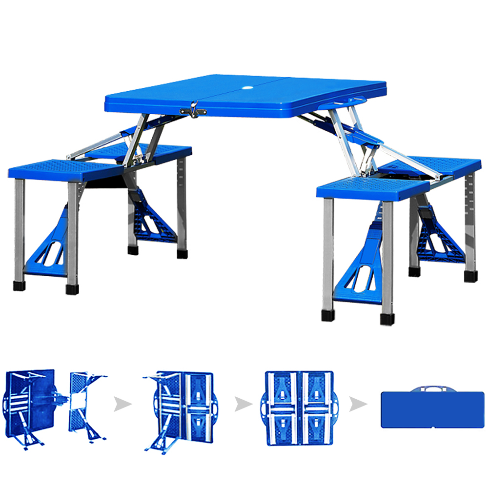 Campingtisch Blau Alu für 4 Personen klappbar – Bild 2