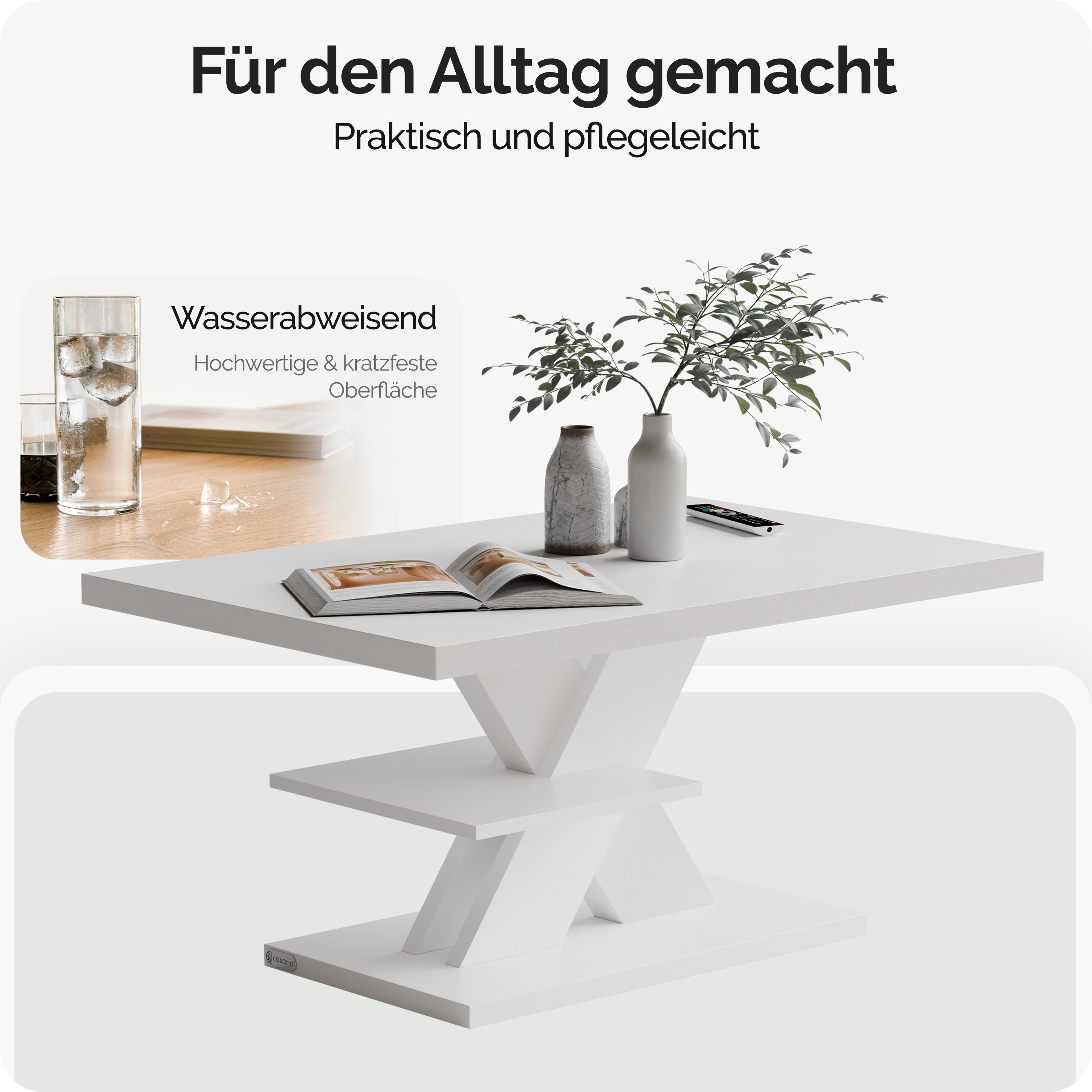 Couchtisch Detroit Weiß 90x60x45cm – Bild 2