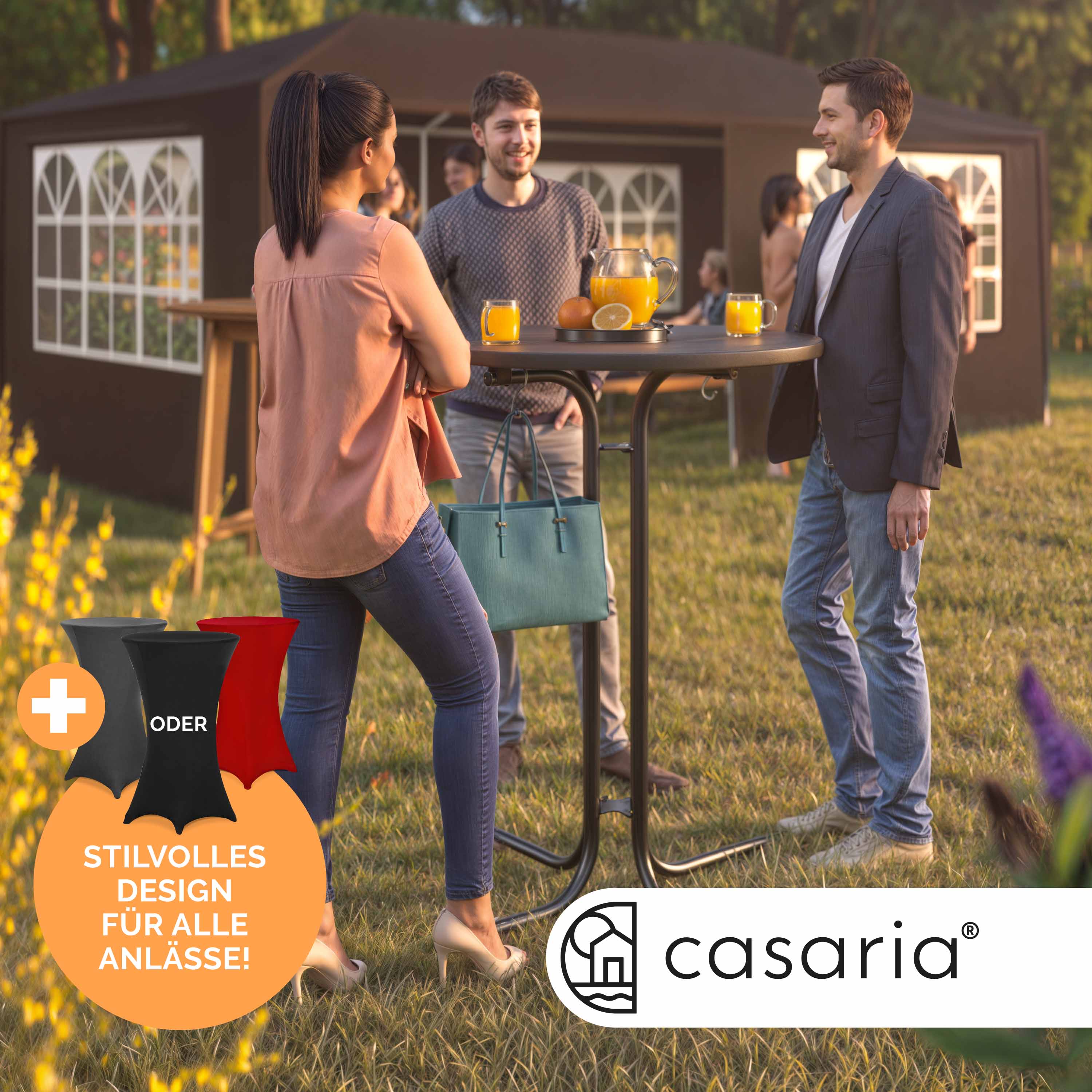 Stehtisch Grau 110x70cm + Husse Schwarz Ø70cm – Bild 2