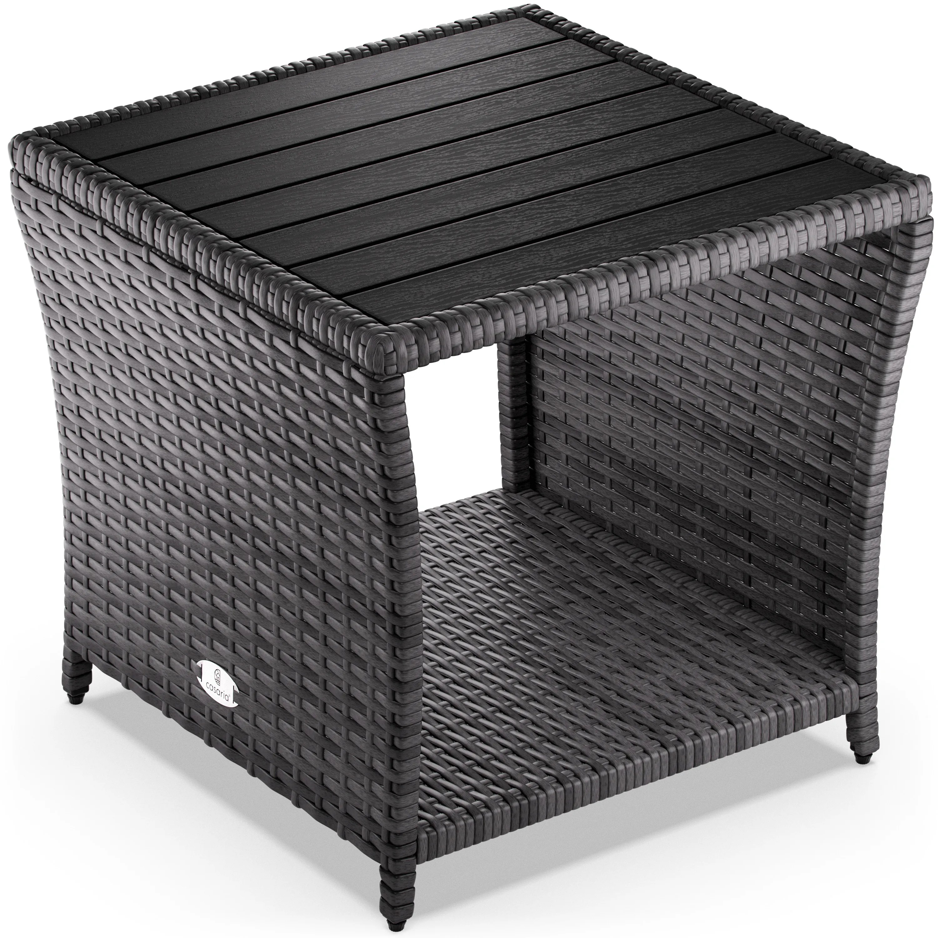 Polyrattan Beistelltisch Vedis Grau 45x45x40cm Polyrattan Beistelltisch Vedis Grau 45x45x40cm