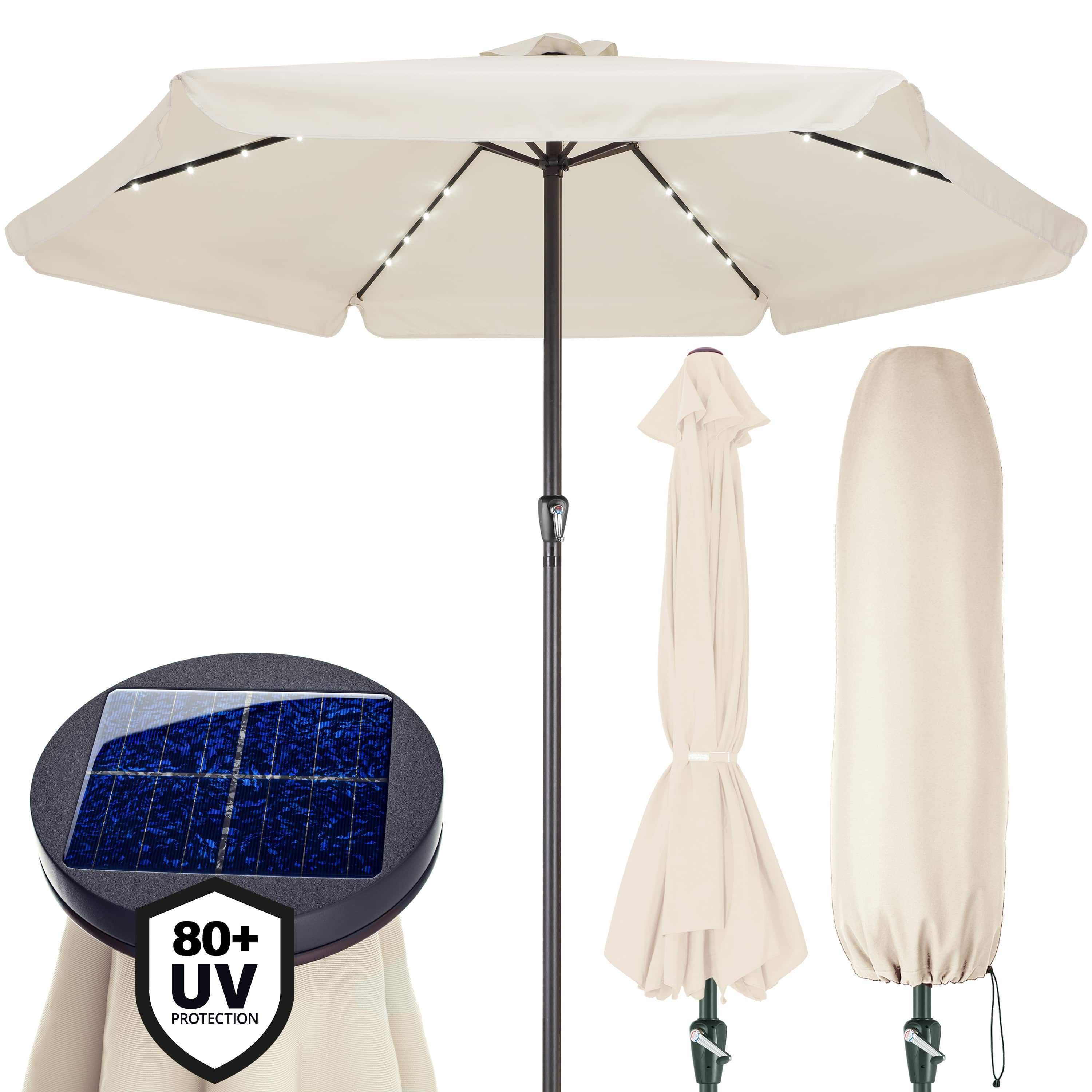 LED Solar Sonnenschirm Athen Creme Ø330cm UV-Schutz 80+ – Bild 2