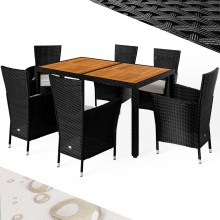 Polyrattan Sitzgarnitur Korfu 7-tlg Schwarz/Creme Polyrattan Sitzgarnitur Korfu 7-tlg Schwarz/Creme