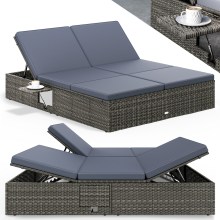 Polyrattan Sonnenliege Grau/Anthrazit 200x160x33cm Polyrattan Sonnenliege Grau/Anthrazit 200x160x33cm