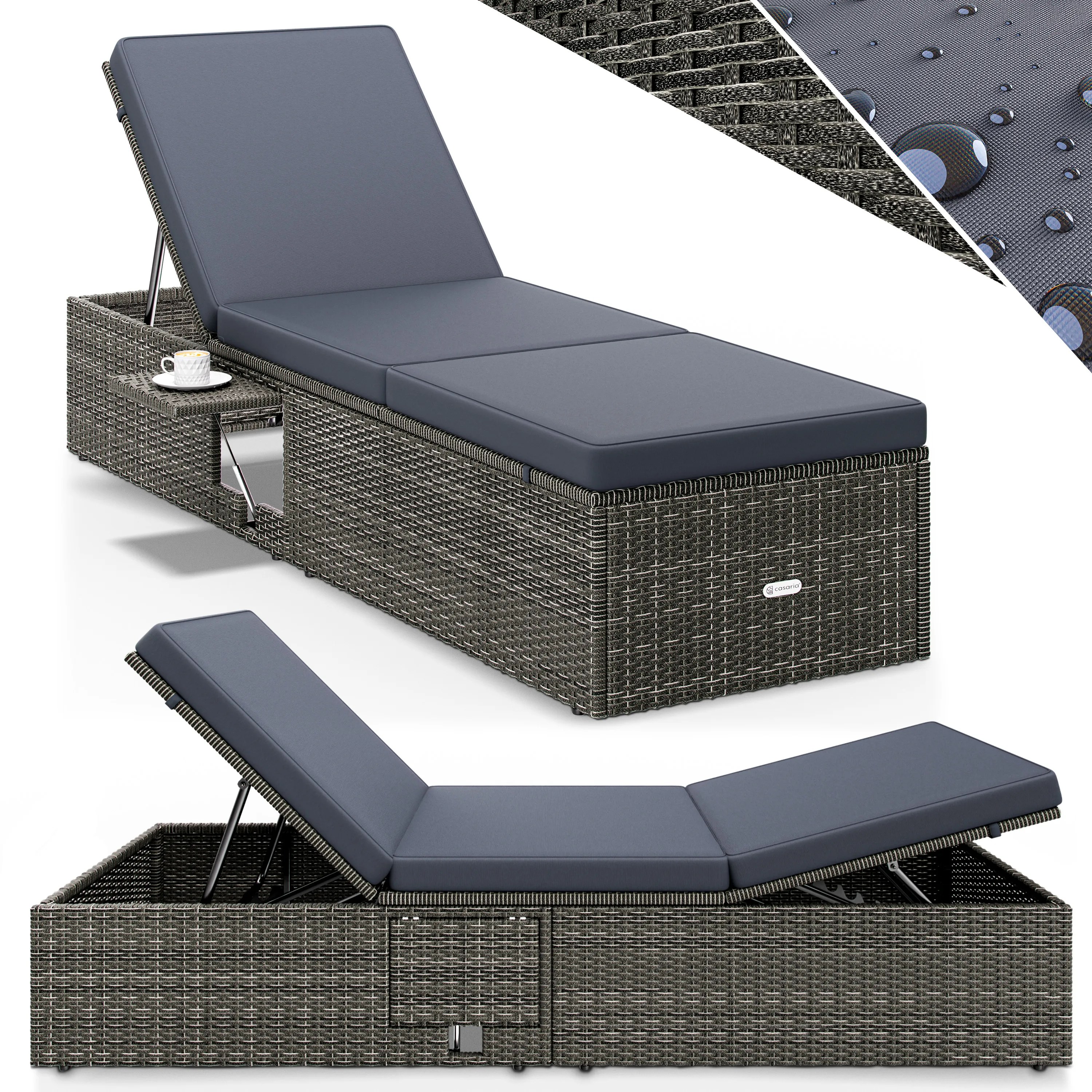 Polyrattan Gartenliege Grau/Anthrazit 200x58x33cm Polyrattan Gartenliege Grau/Anthrazit 200x58x33cm